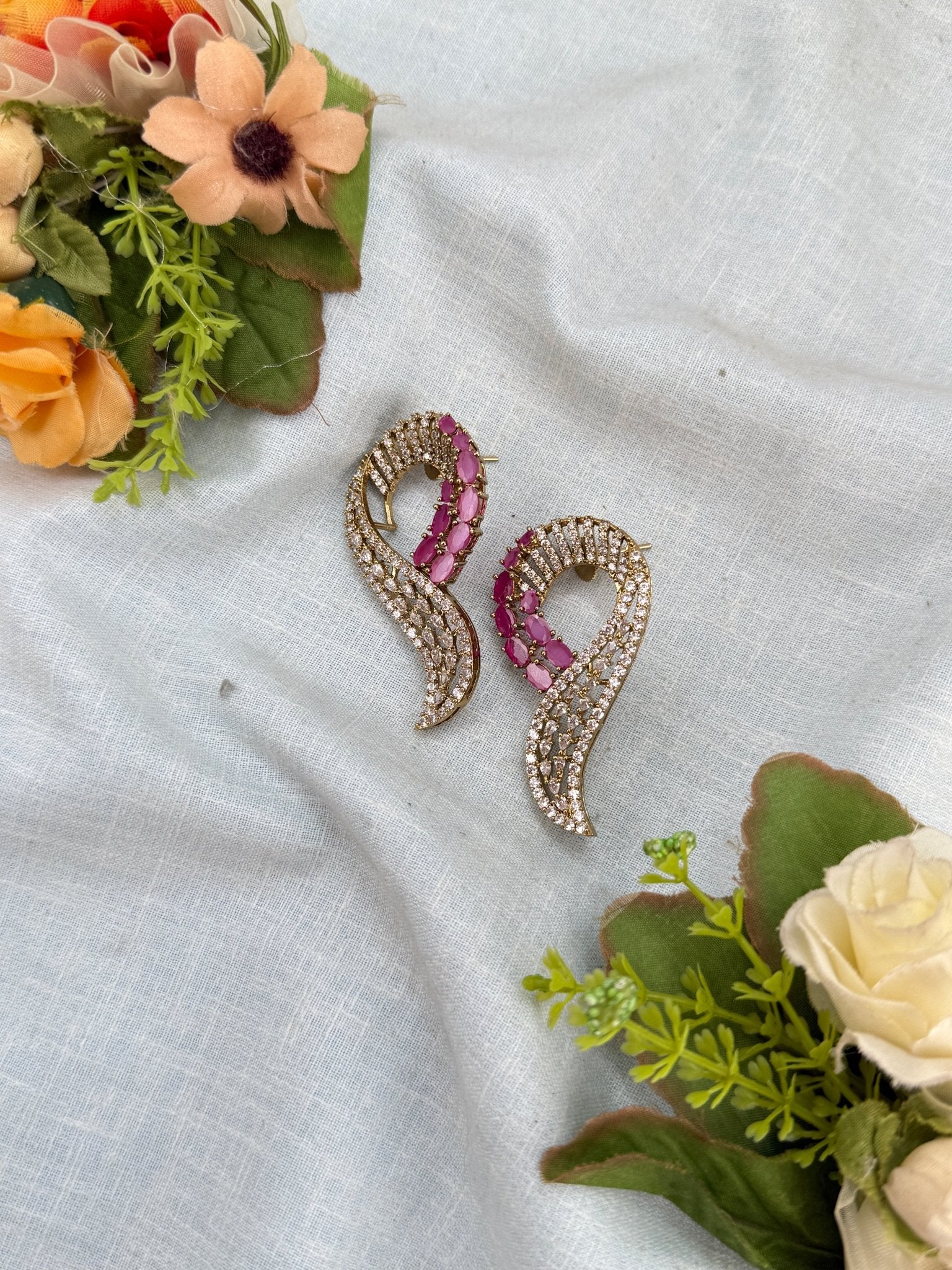 Designer Victorian Stone Statement Earrings 0268 - Mahilas