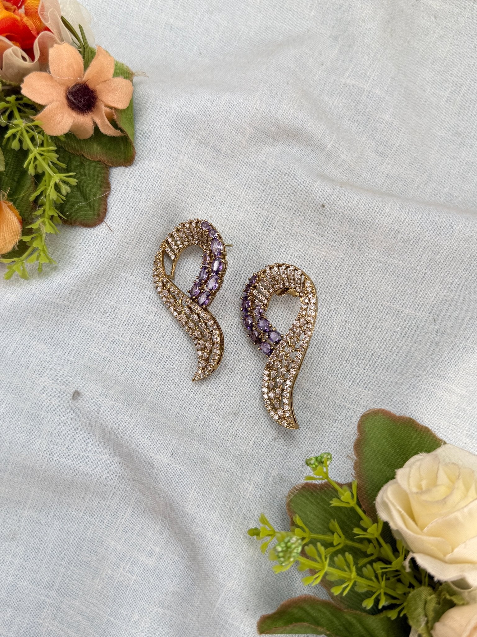 Designer Victorian Stone Statement Earrings 0272 - Mahilas