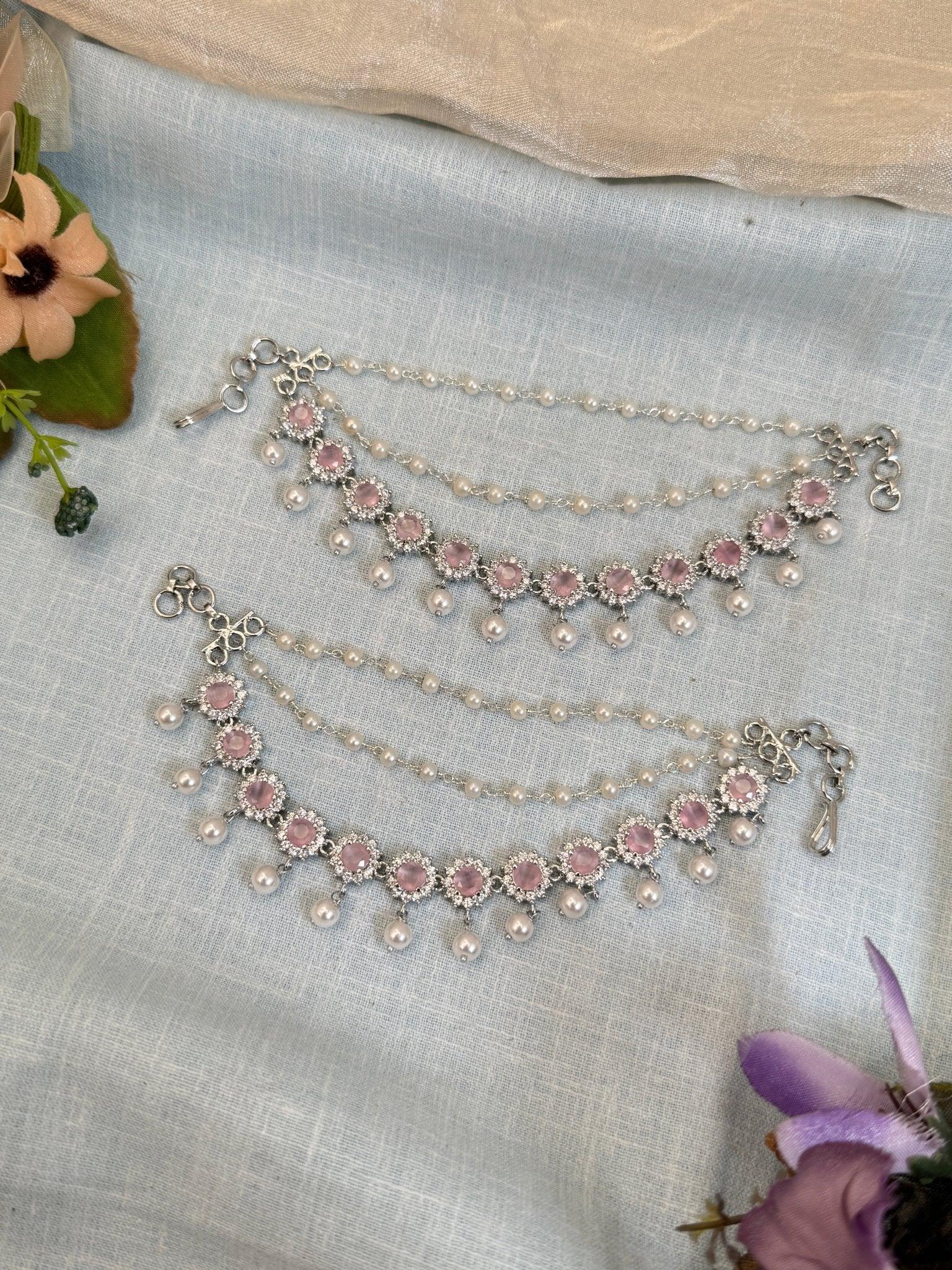 Designer Zircon Stone Maatal Earchain 251 - Mahilas