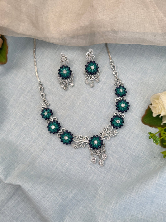 Designer Zircon Stone Short Necklace Set 496 - Mahilas