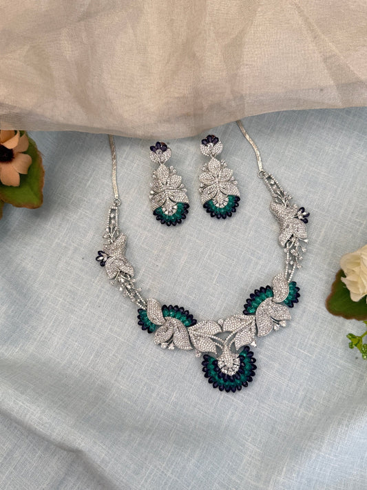 Designer Zircon Stone Short Necklace Set 497 - Mahilas