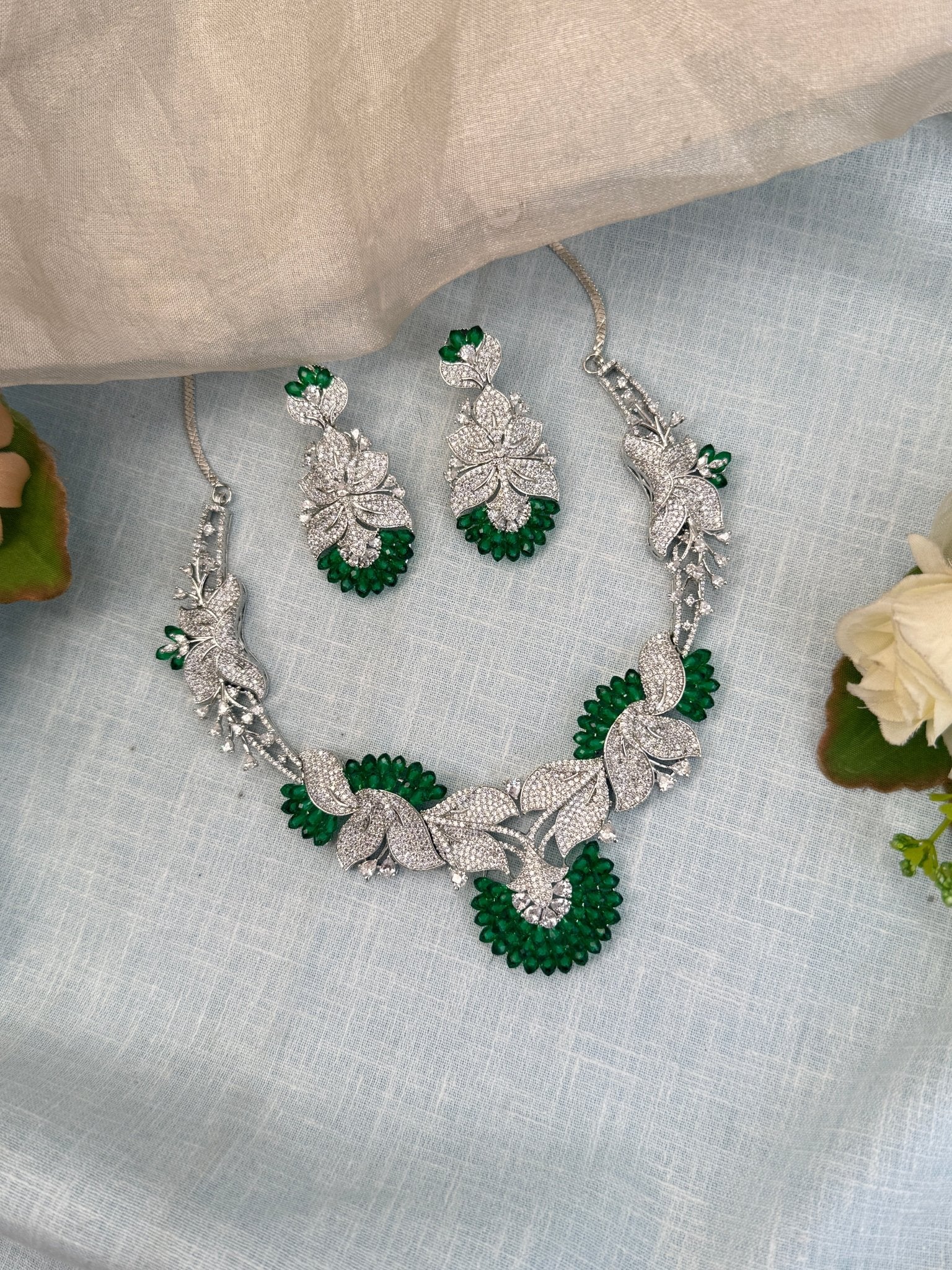 Designer Zircon Stone Short Necklace Set 498 - Mahilas