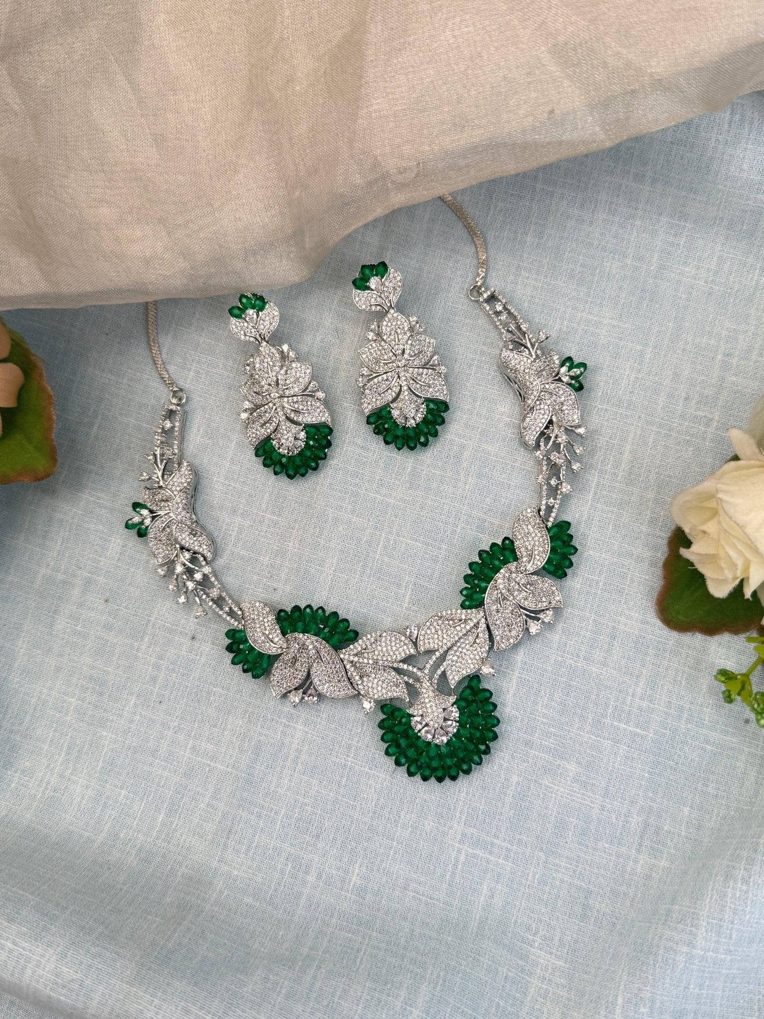 Designer Zircon Stone Short Necklace Set 498 - Mahilas