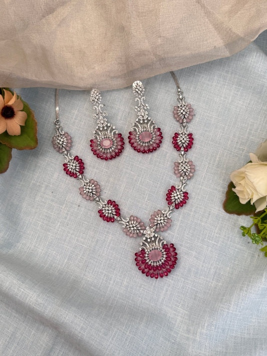 Designer Zircon Stone Short Necklace Set 499 - Mahilas