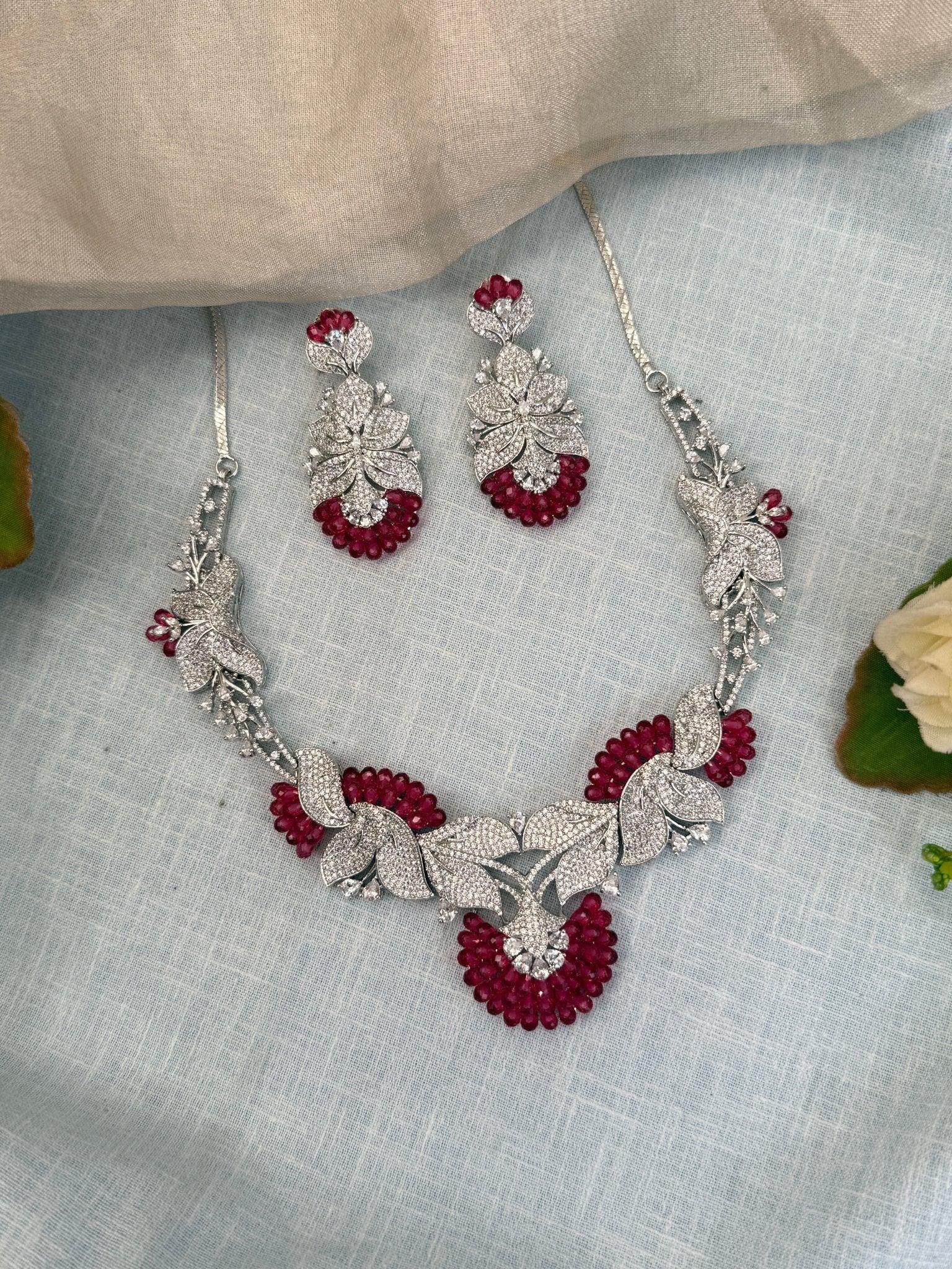 Designer Zircon Stone Short Necklace Set 502 - Mahilas