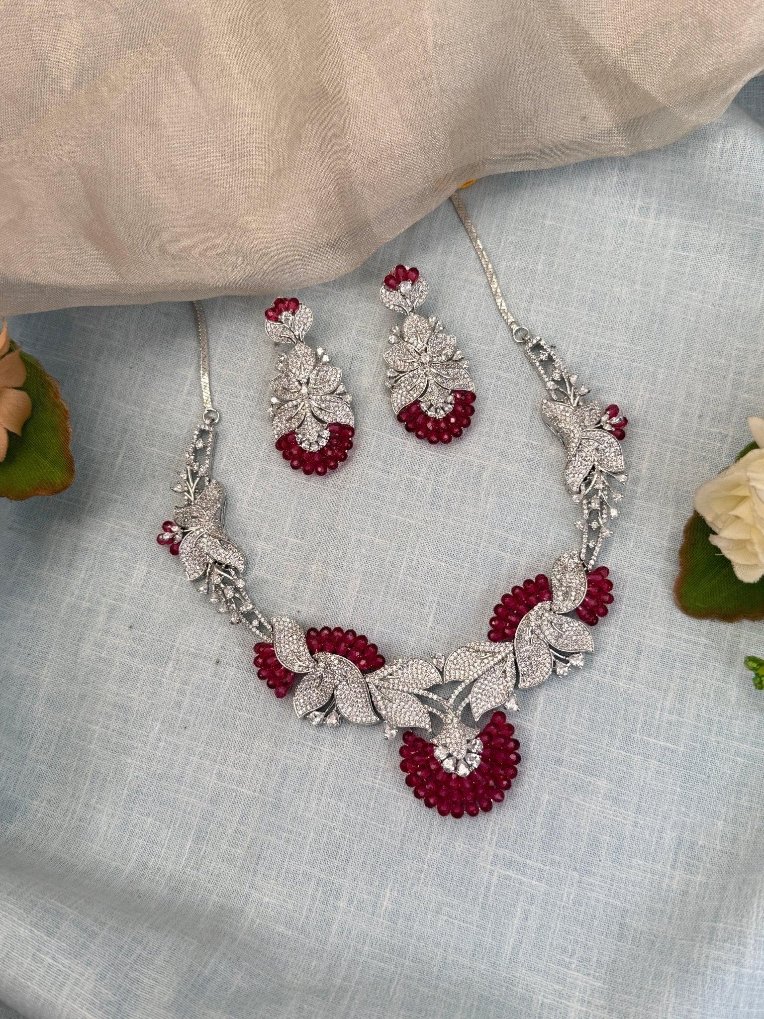 Designer Zircon Stone Short Necklace Set 502 - Mahilas