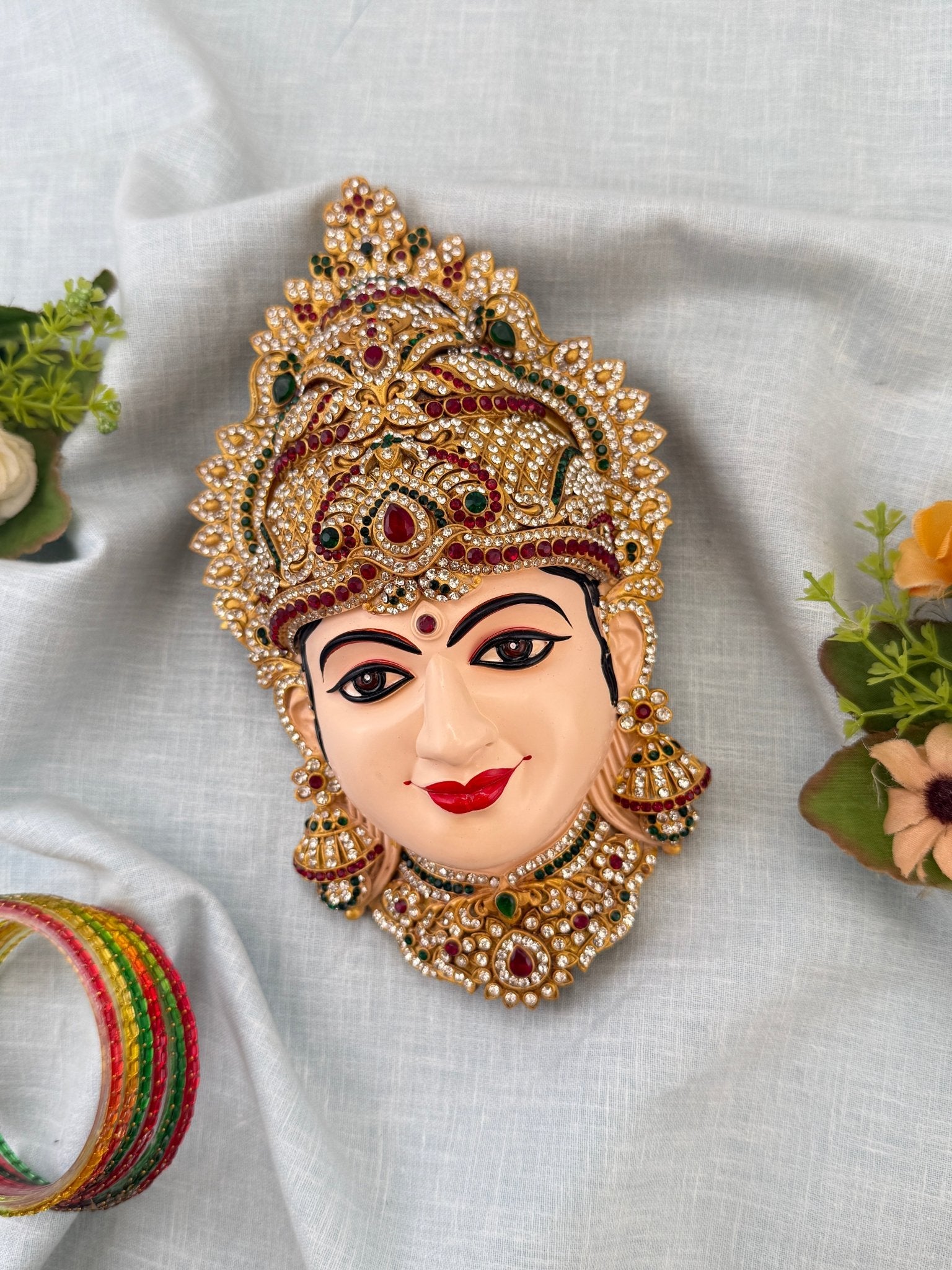Divine Lakshmi Devi Mukhwada Brass - 8 inch 001 - Mahilas