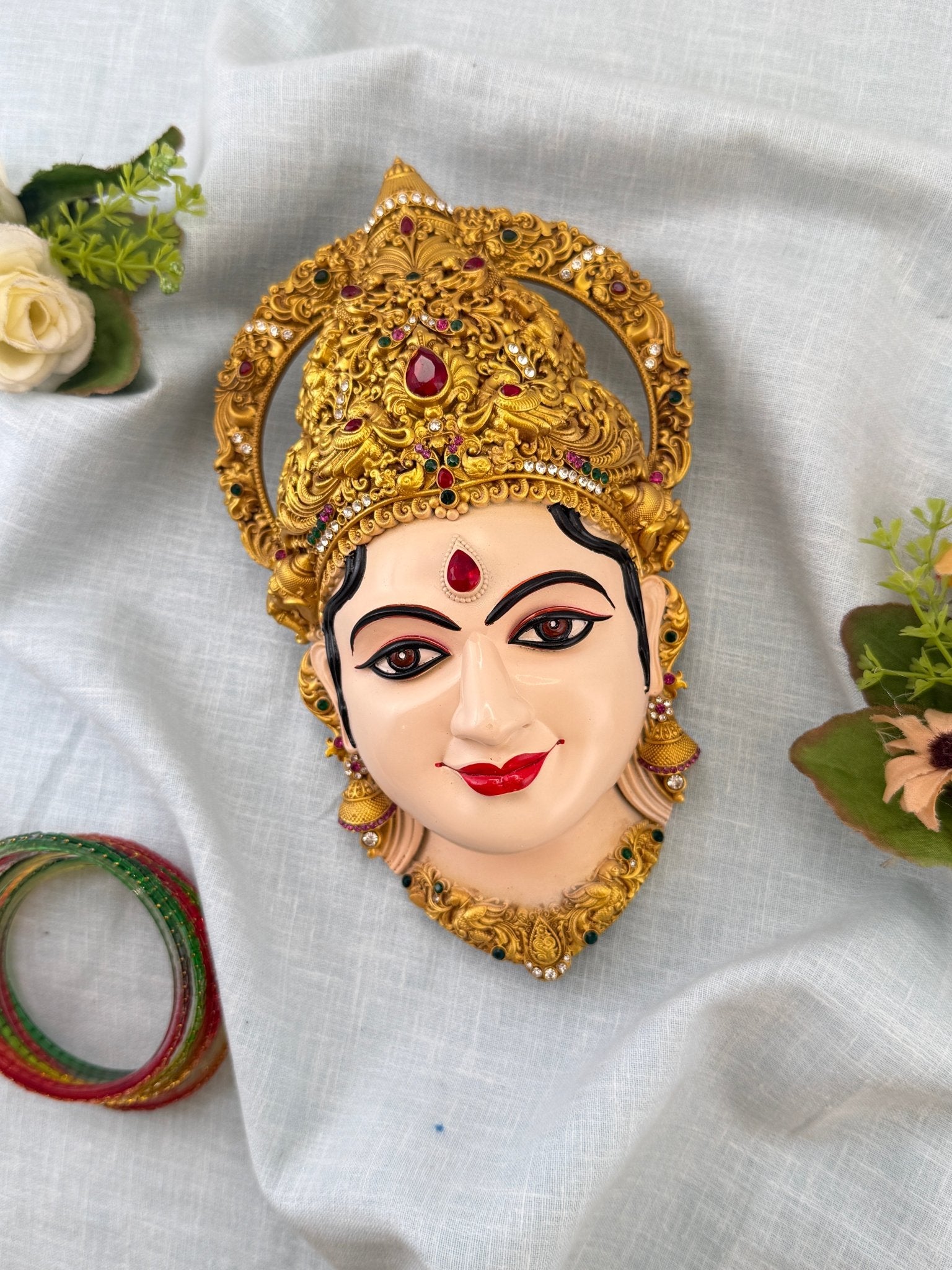 Divine Lakshmi Devi Mukhwada Brass - 8 inch 004 - Mahilas