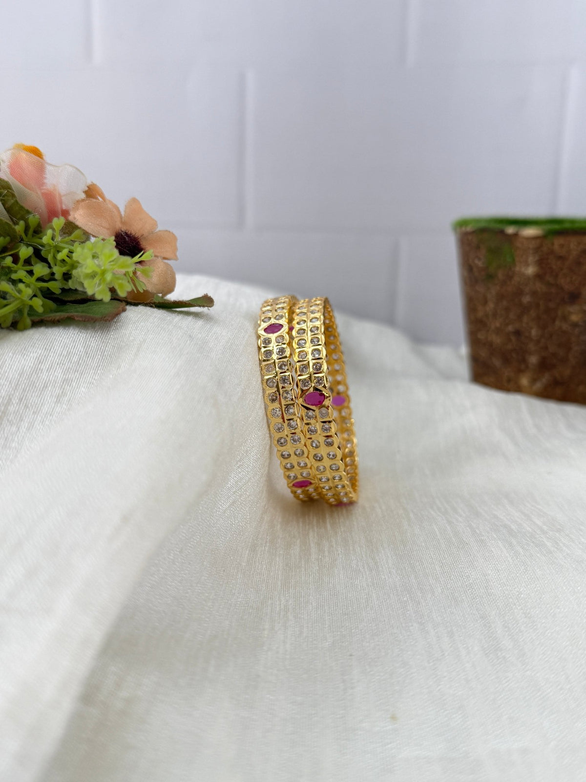 Gold Like Stone Bangles | Set of 2 | 001 - Mahilas