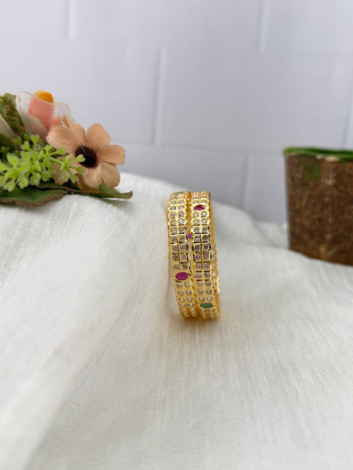 Gold Like Stone Bangles | Set of 2 | 003 - Mahilas