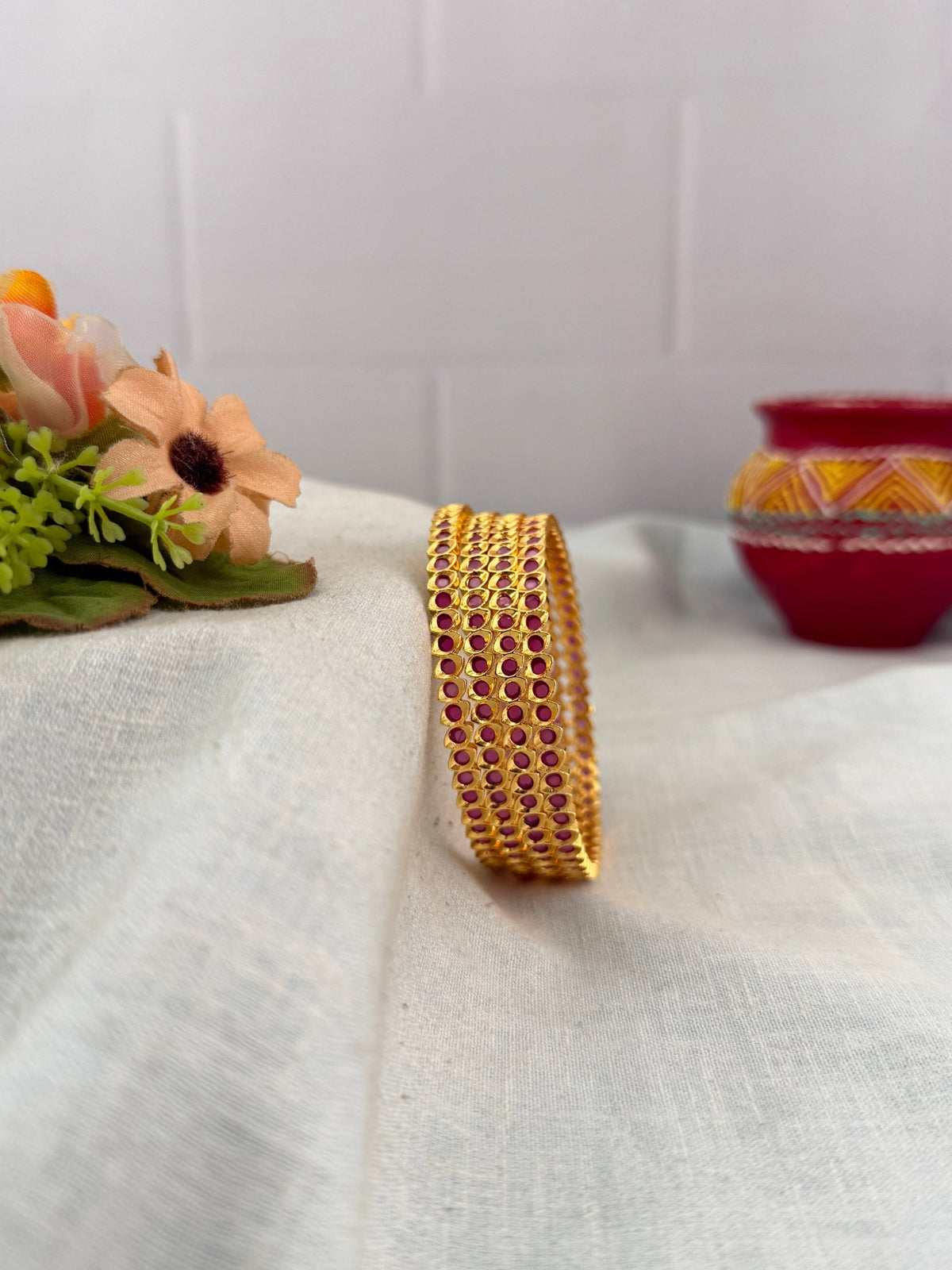 Gold Like Stone Bangles | Set of 2 | B0026 - Mahilas