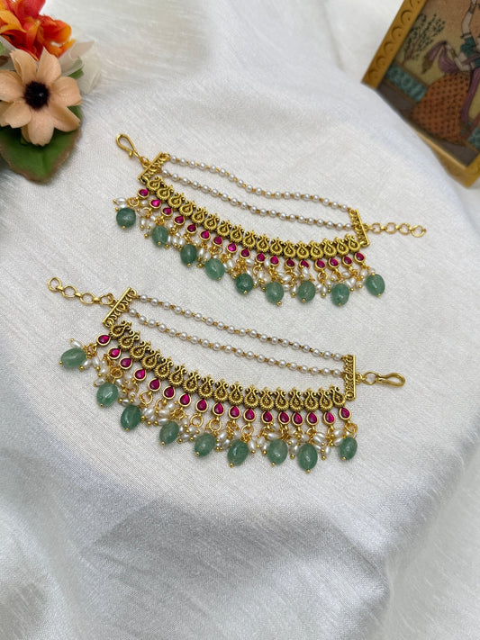 Jadau Antique Maatal Ear Chain 79 - Mahilas