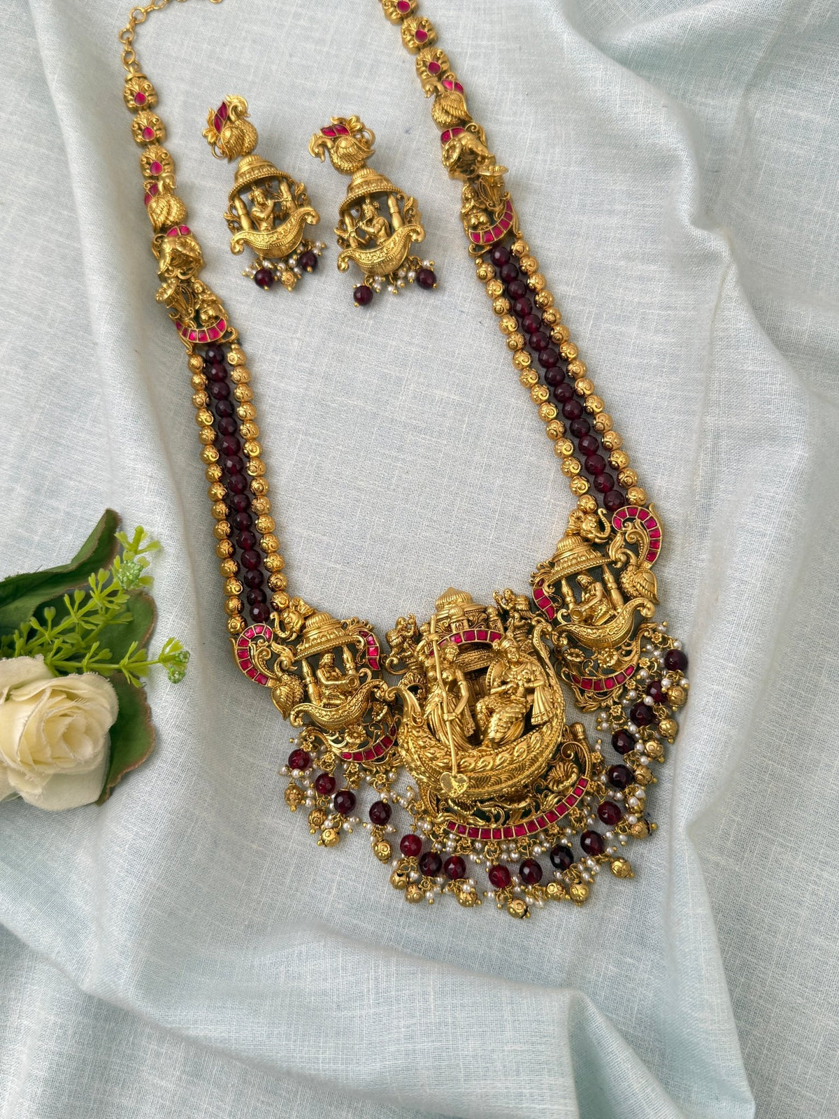 Jadau Antique Shilabalika Long Pendant Set | N0543 - Mahilas