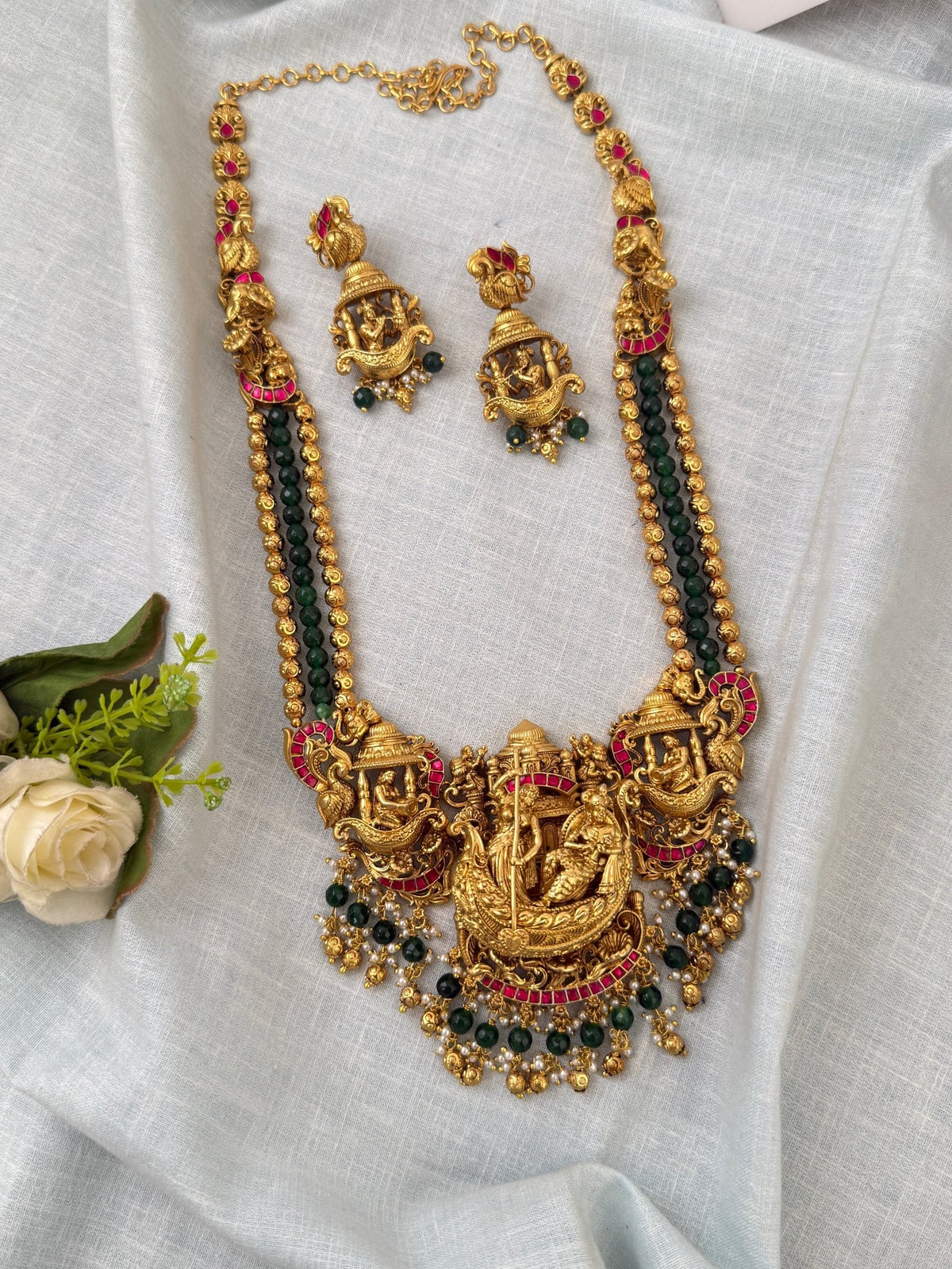 Jadau Antique Shilabalika Long Pendant Set | N0544 - Mahilas