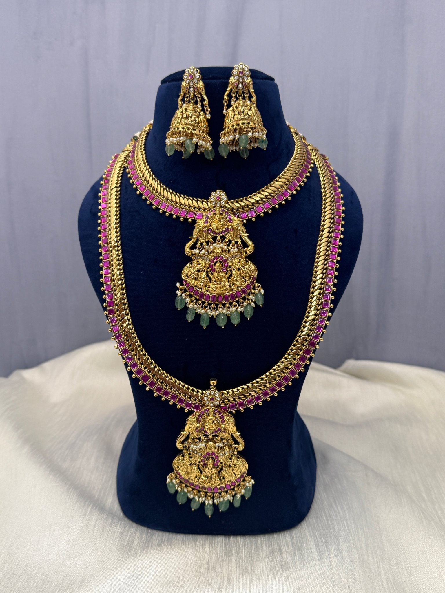 Jadau Kundan Antique Nakshi Bridal Necklace Set 304 - Mahilas