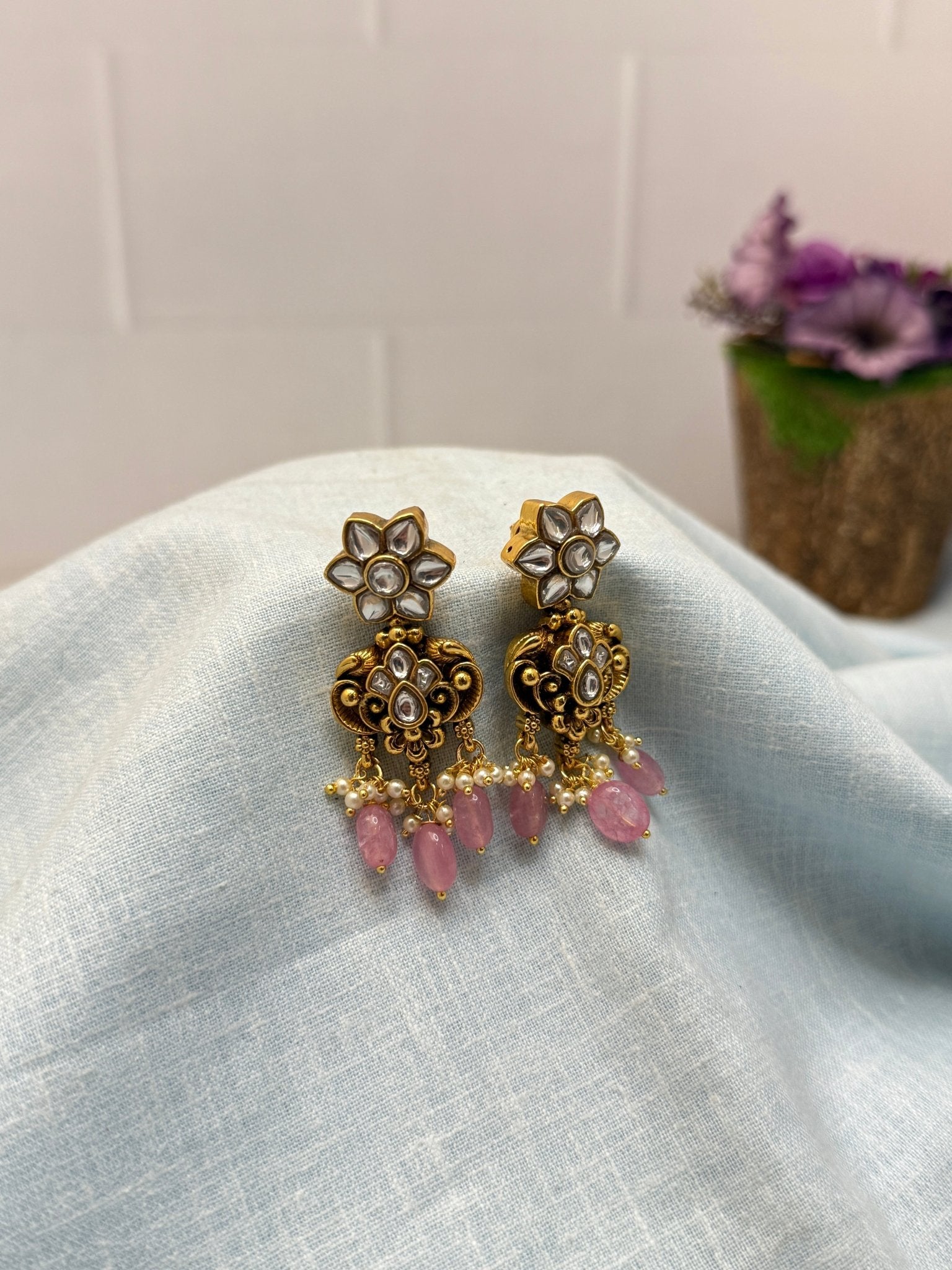 Jadau Kundan Earrings 1160 - Mahilas