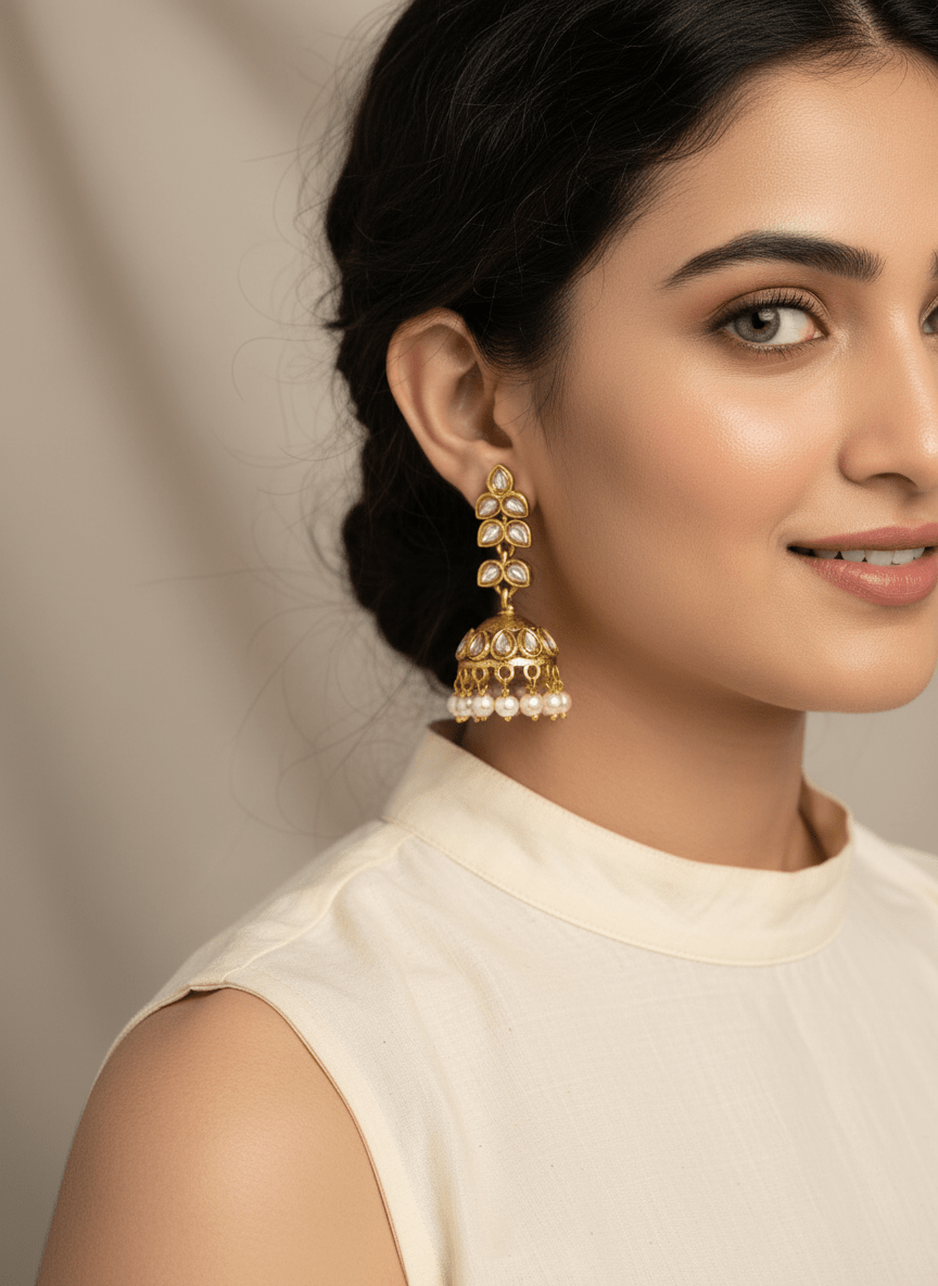 Jadau Kundan Jhumka Earrings | E0228 - Mahilas