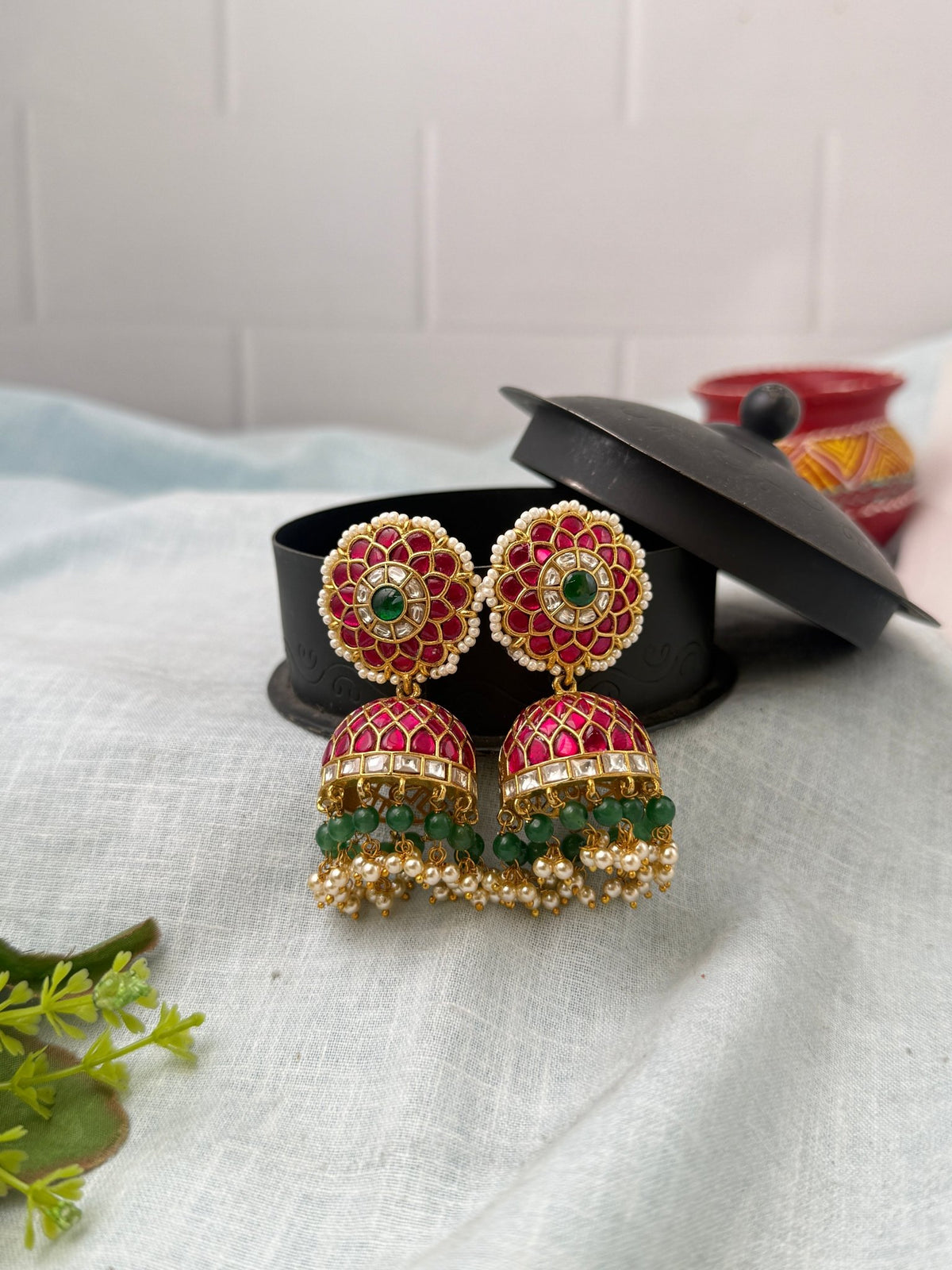 Jadau Kundan Jhumka Earrings | E0644 - Mahilas