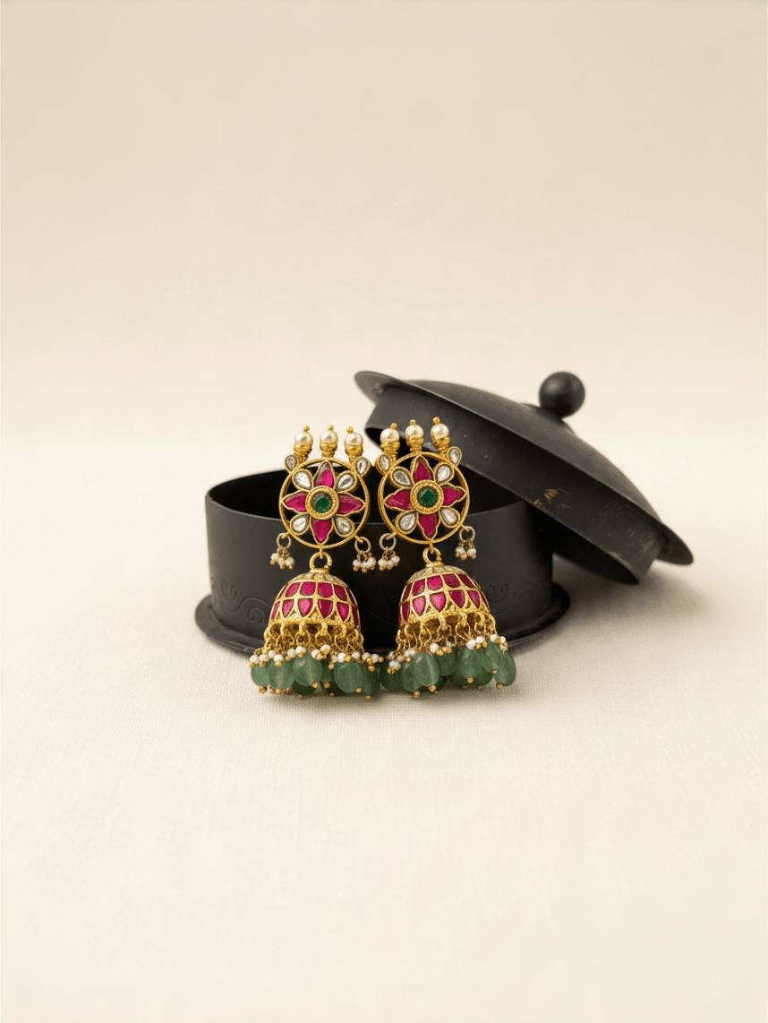 Jadau Kundan Jhumka Earrings| E0680 - Mahilas