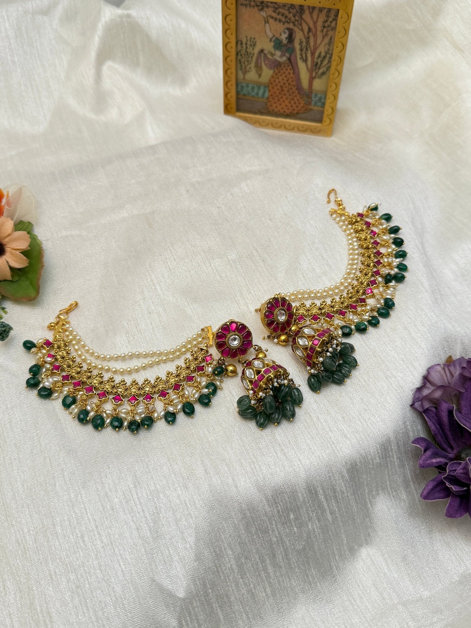 Jadau Kundan Jhumka With Maatal 1149 - Mahilas