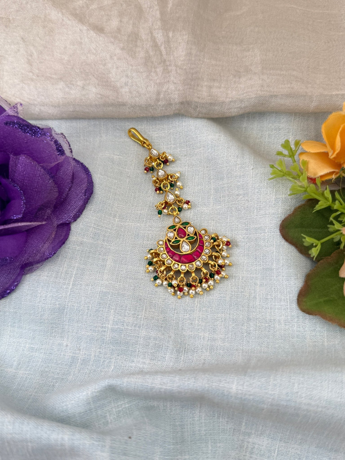 Jadau Kundan Maang Tikka M0054 - Mahilas