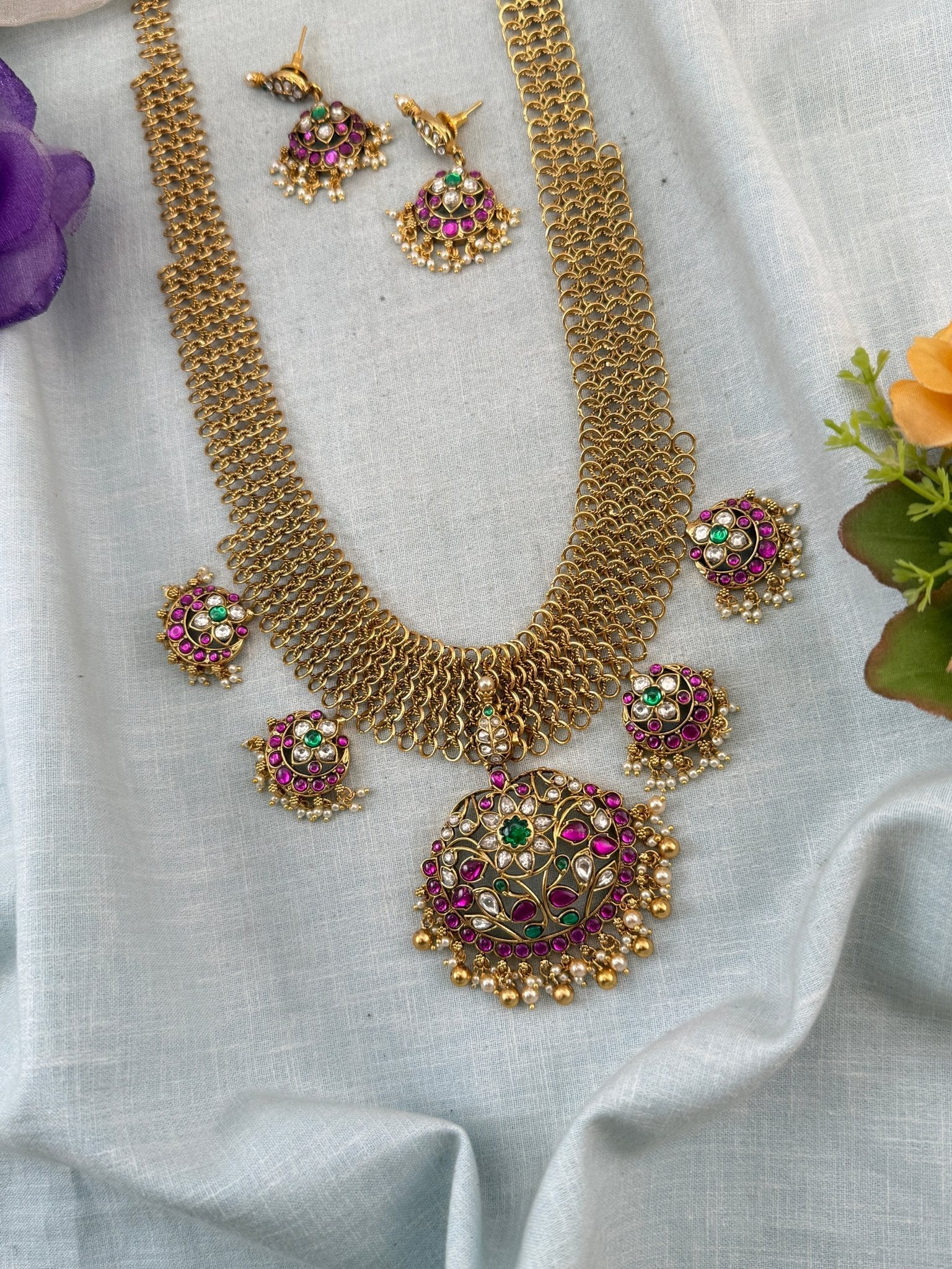 Jadau Kundan Necklace Layer Peacock Grand Set | N0024 - Mahilas