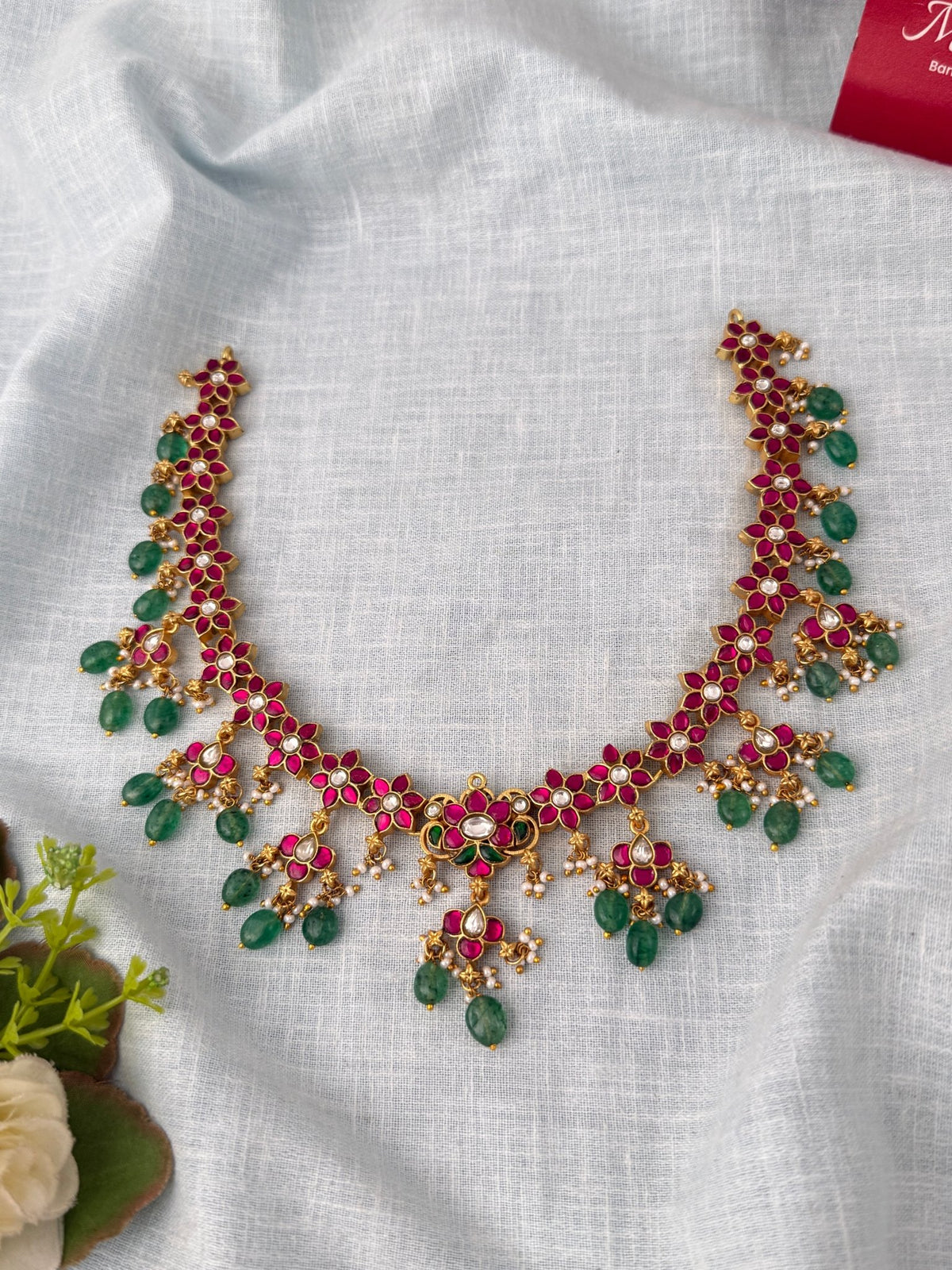 Jadau Kundan Necklace Premium Short Set | N1197 - Mahilas