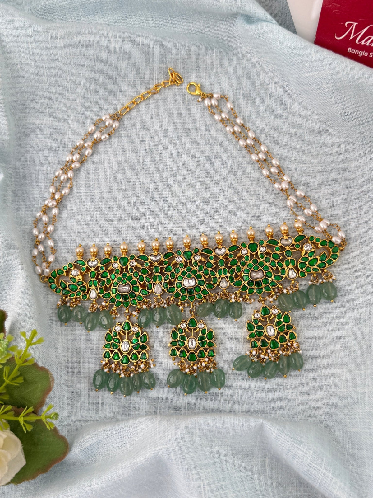 Jadau Kundan Peacock Choker Necklace | N1178 - Mahilas