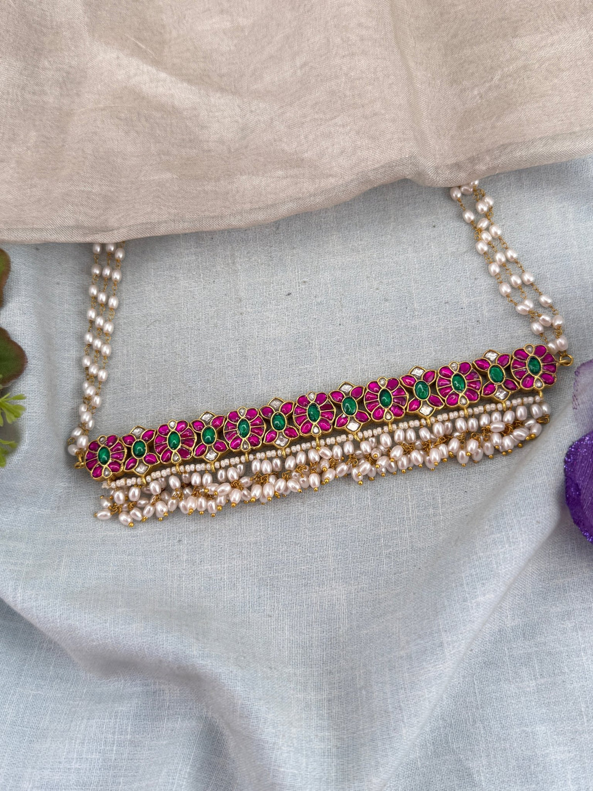 Jadau Kundan Pearl Choker Necklace | 125 - Mahilas