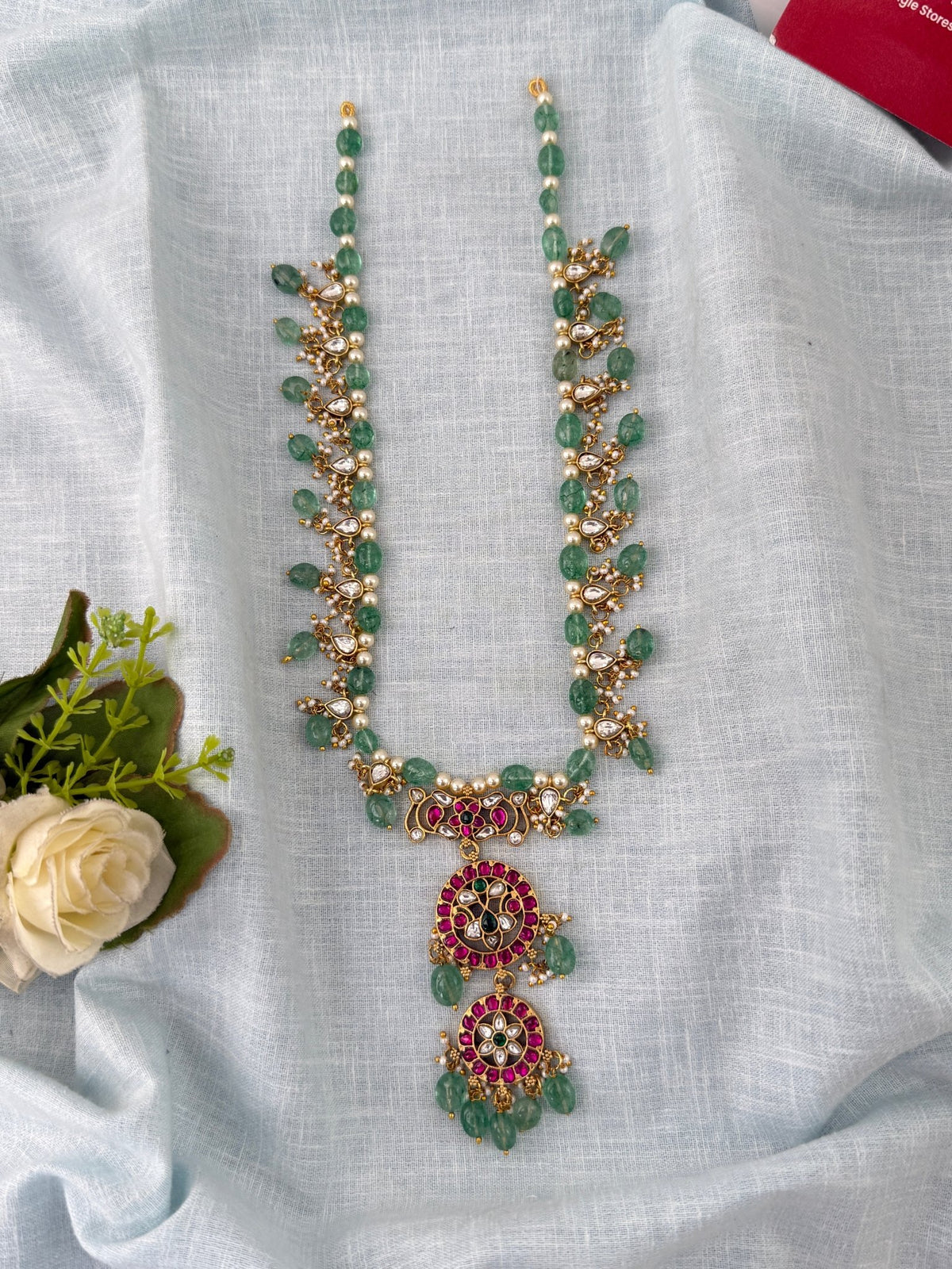 Jadau Kundan Pearl Necklace Premium Long | N1180 - Mahilas