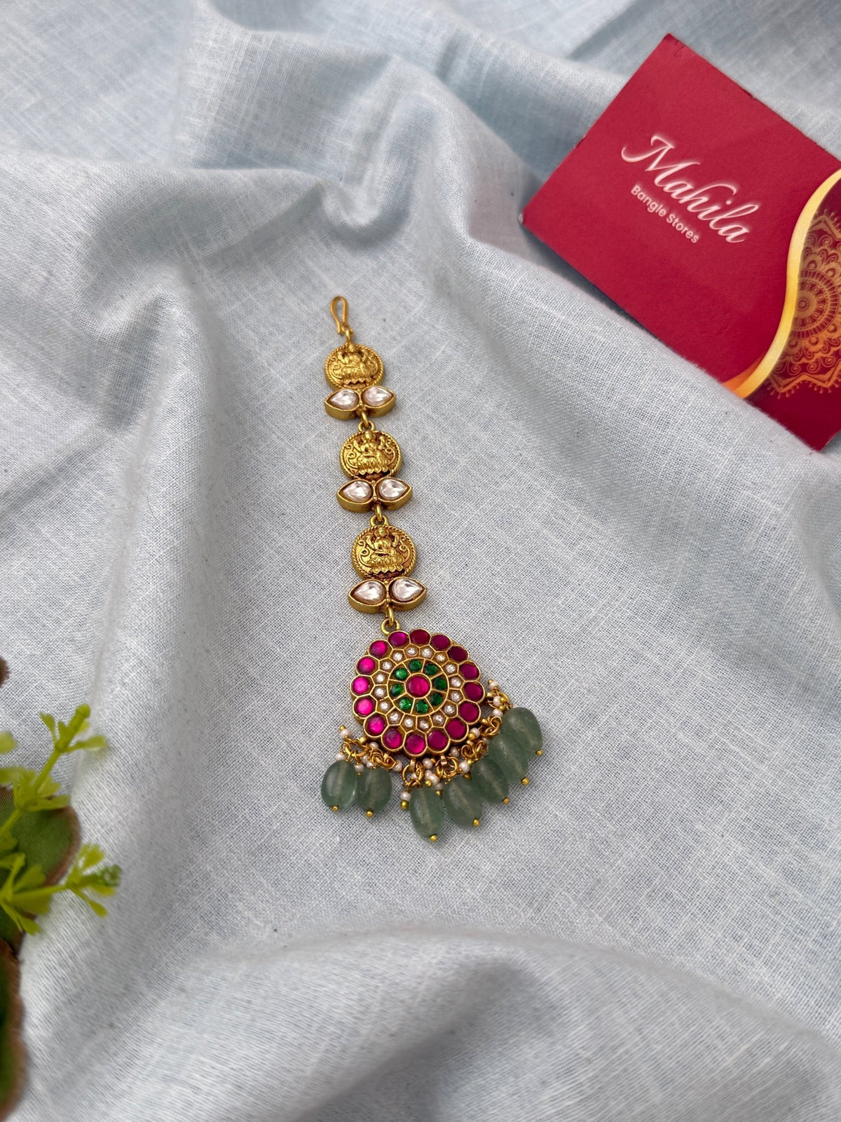 Jadau Kundan Premium Lakshmi Maang Tikka| M0322 - Mahilas
