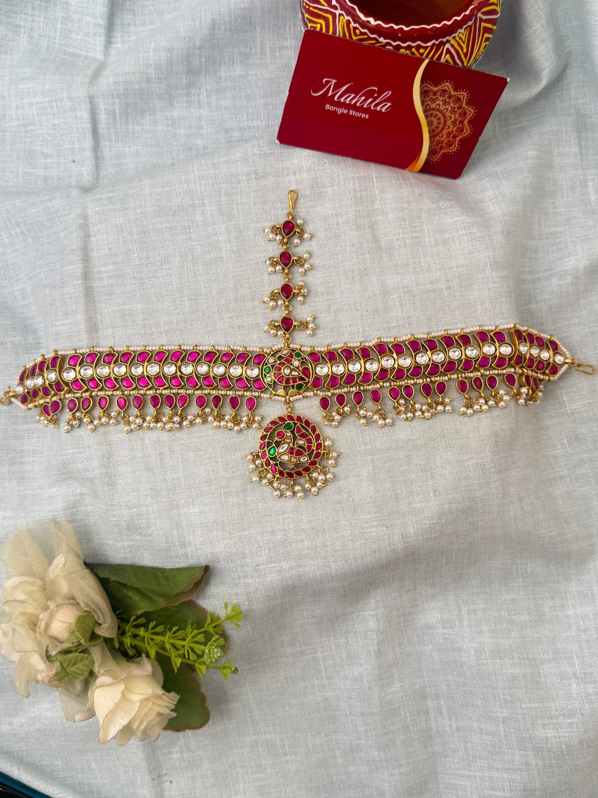 Jadau Kundan Premium Peacock Maang Tikka Set| M0005 - Mahilas