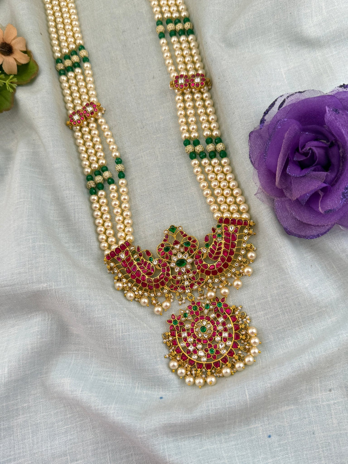 Jadau Kundan Premium Pearl Layered Long Necklace | 116 - Mahilas
