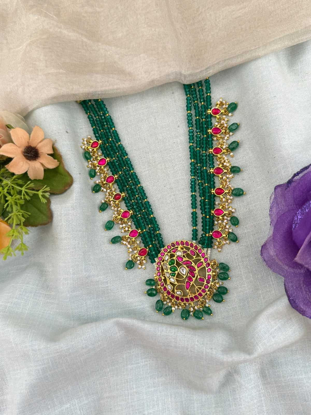 Jadau Kundan Premium Pearl Layered Long Necklace | 117 - Mahilas