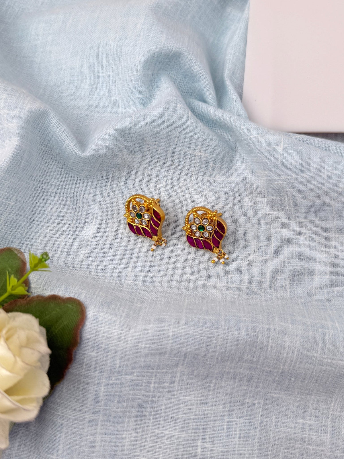 Jadau Kundan Stud Earrings| E0676 - Mahilas