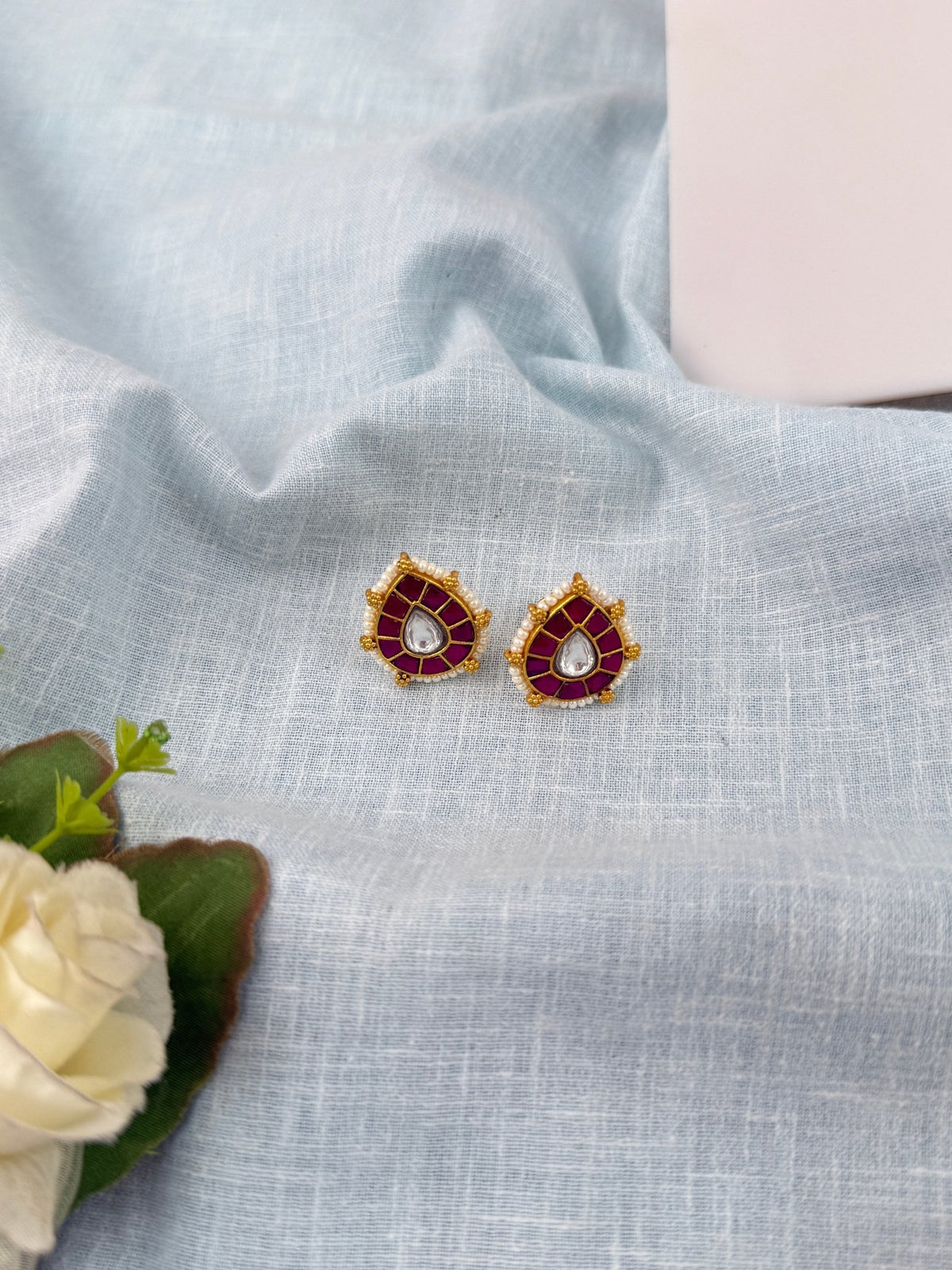 Jadau Kundan Stud Earrings| E0677 - Mahilas