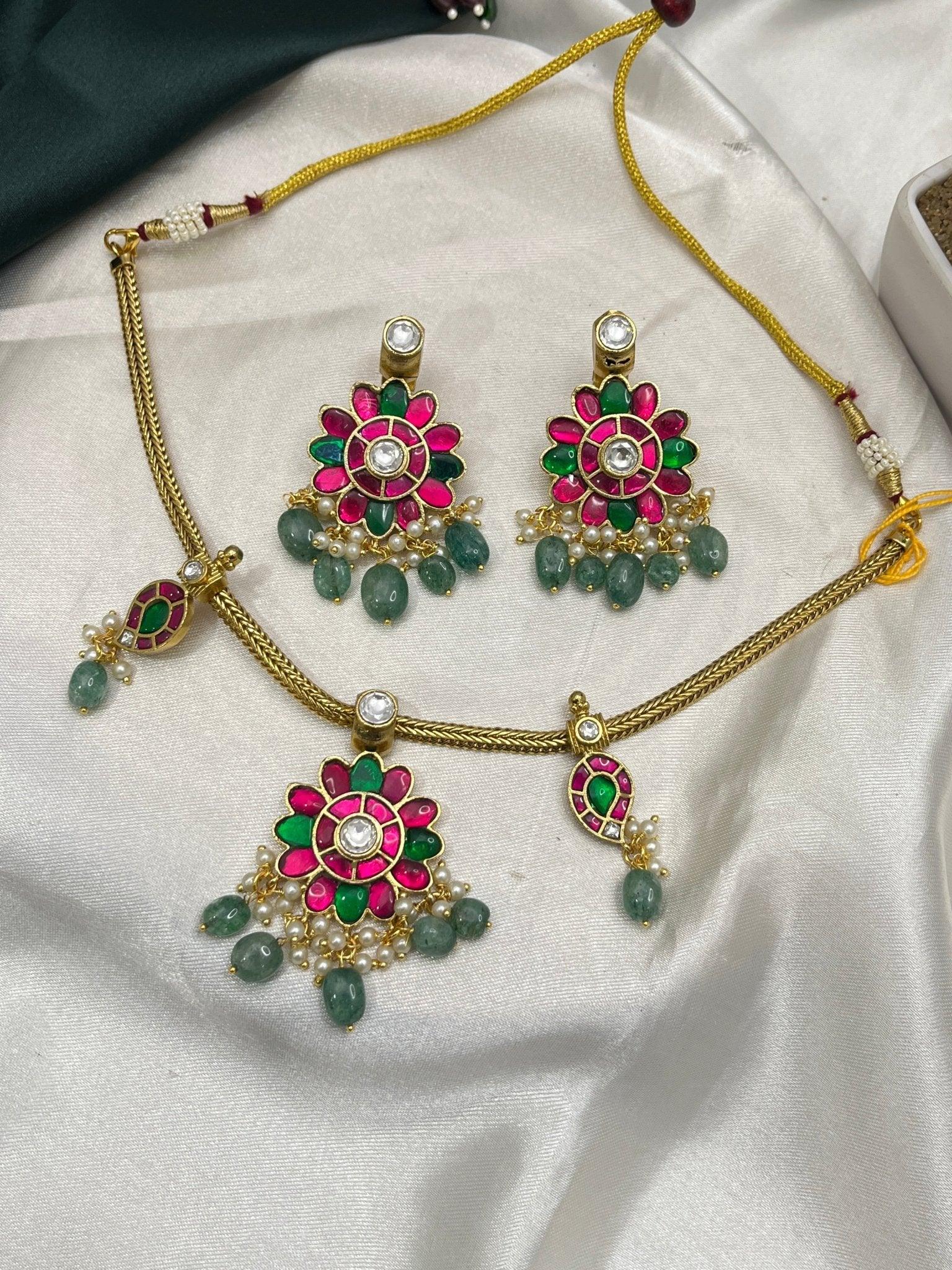 Jadau Necklace Set 075 - Mahilas