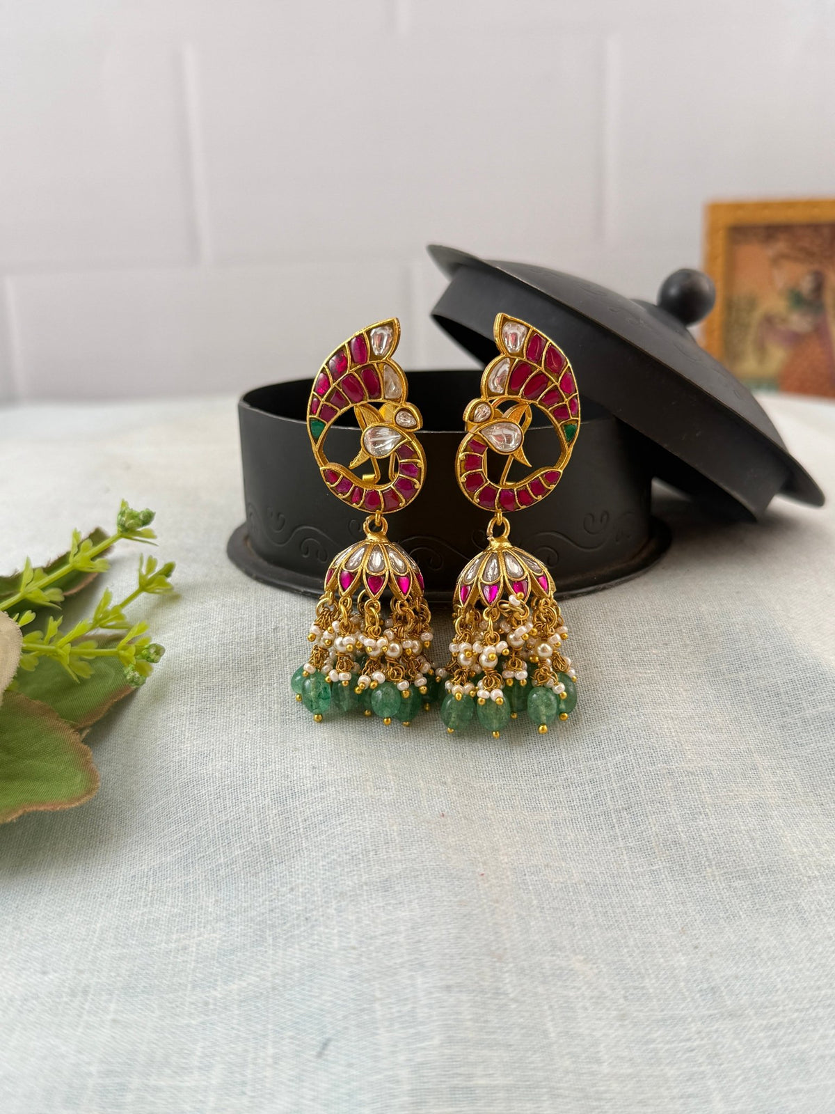 Jadu Kundan Peacock Jhumka | 001 - Mahilas