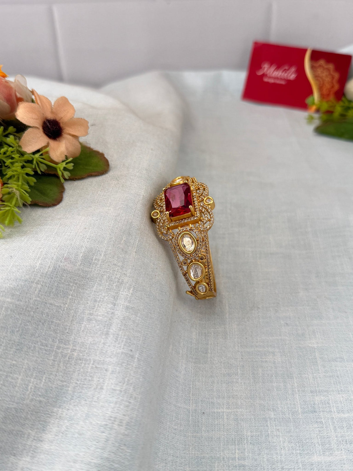 Kundan Bracelet | Open Kada | L0077 - Mahilas