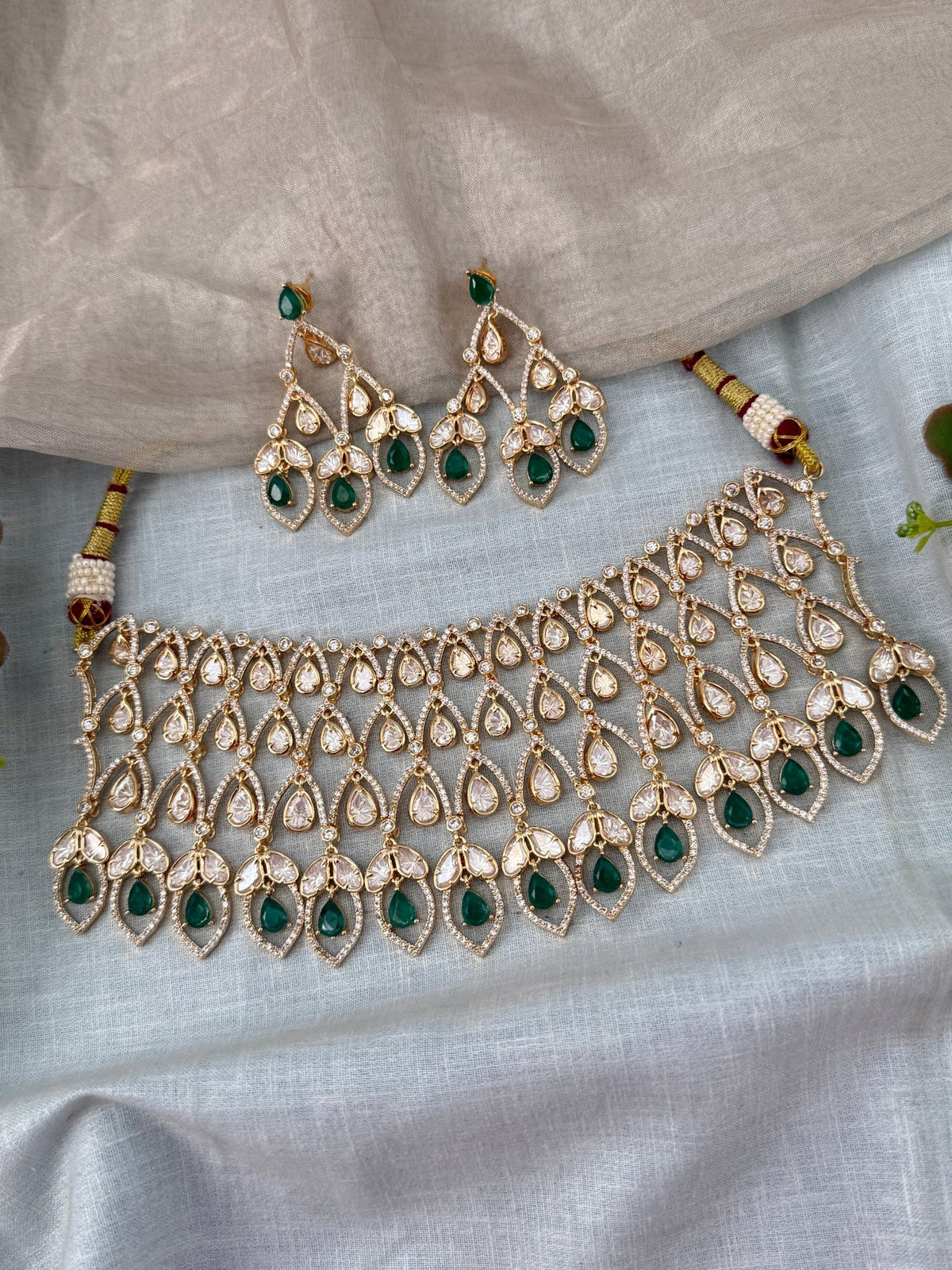 Kundan Choker Open Style Luxury Short Set | N0502 - Mahilas