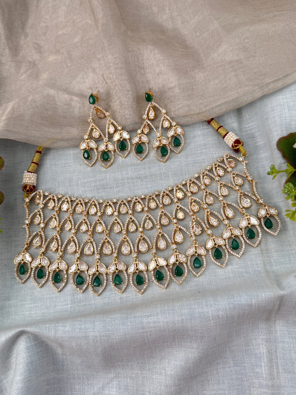 Kundan Choker Open Style Luxury Short Set | N0502 - Mahilas