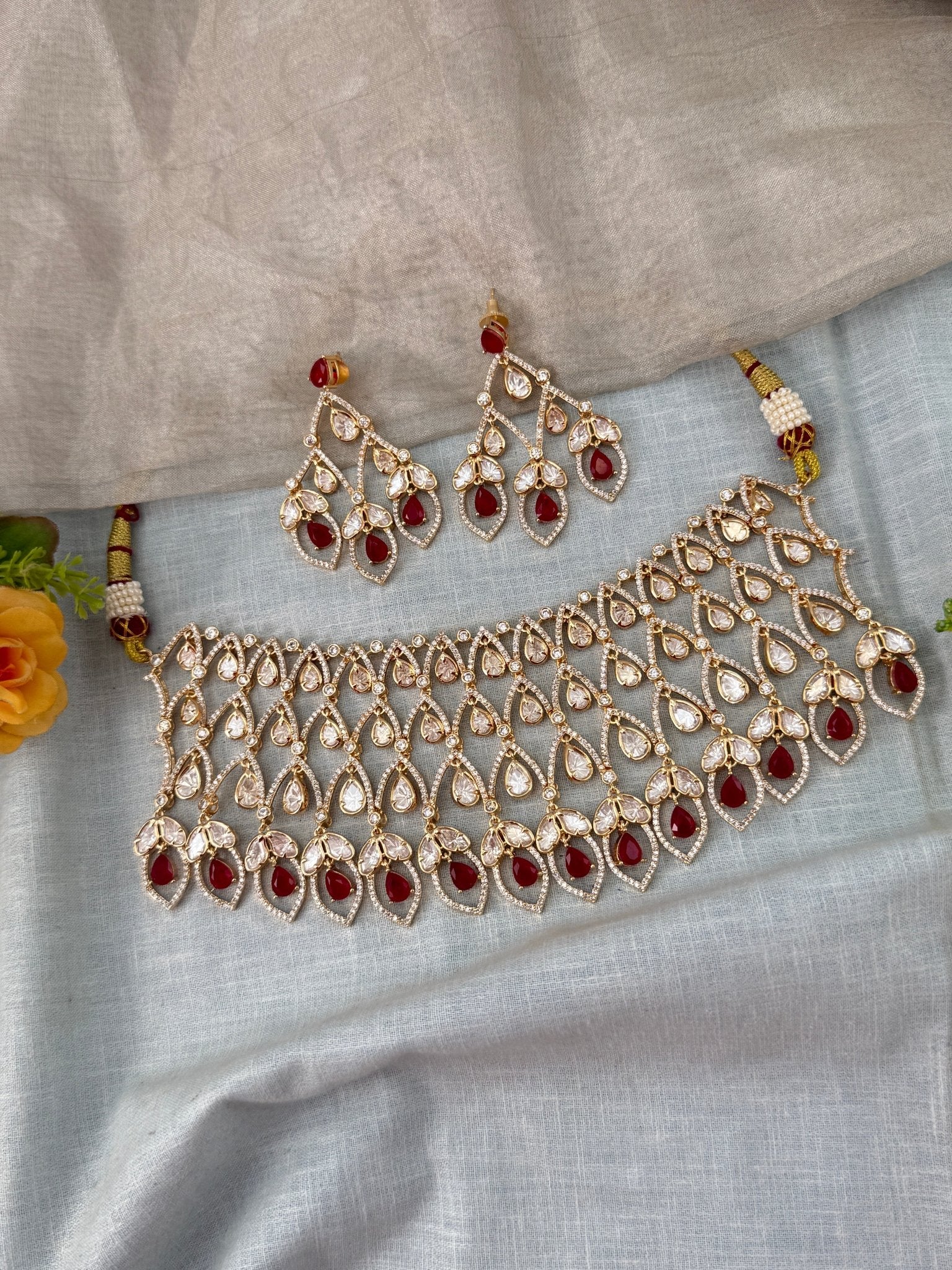 Kundan Choker Open Style Luxury Short Set | N0505 - Mahilas