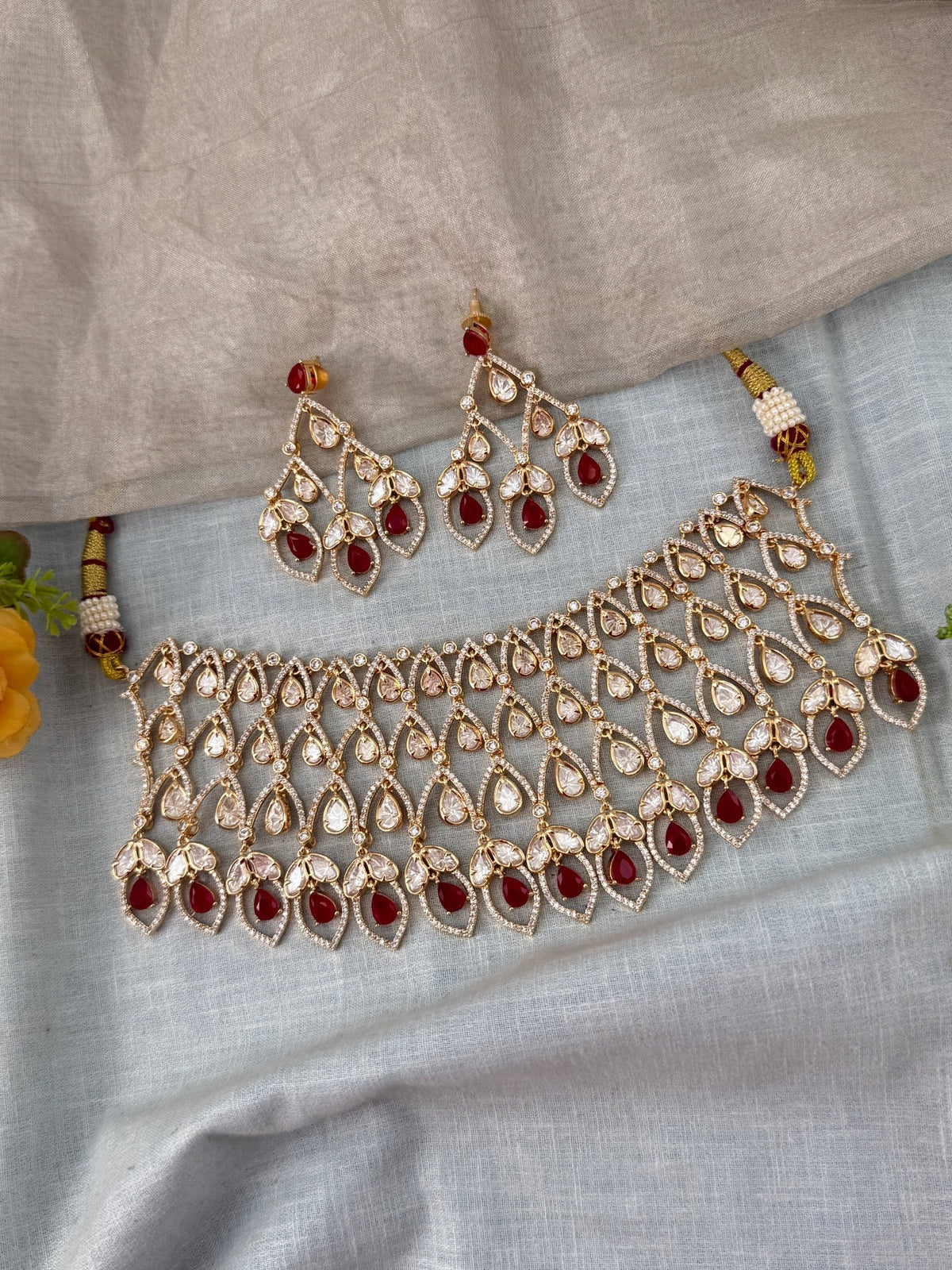 Kundan Choker Open Style Luxury Short Set | N0505 - Mahilas