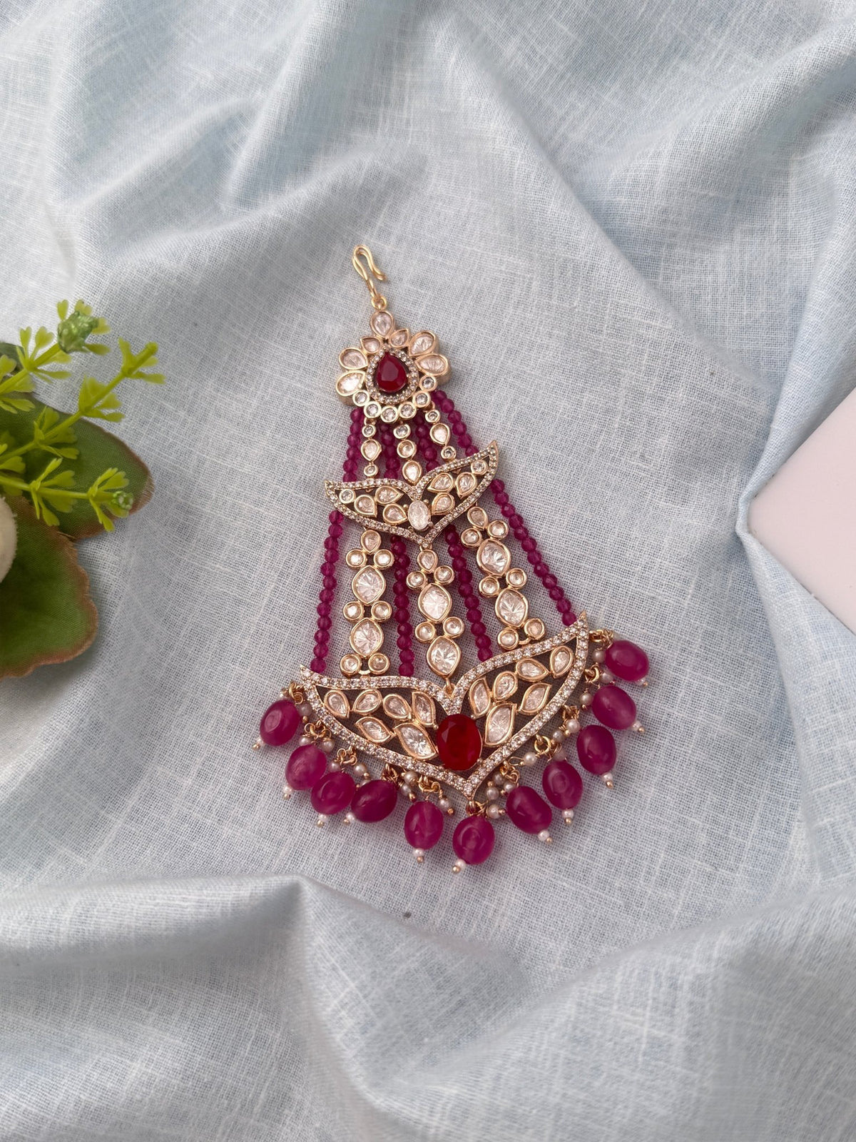Kundan Designer Maang Tikka Paasa | M0121 - Mahilas