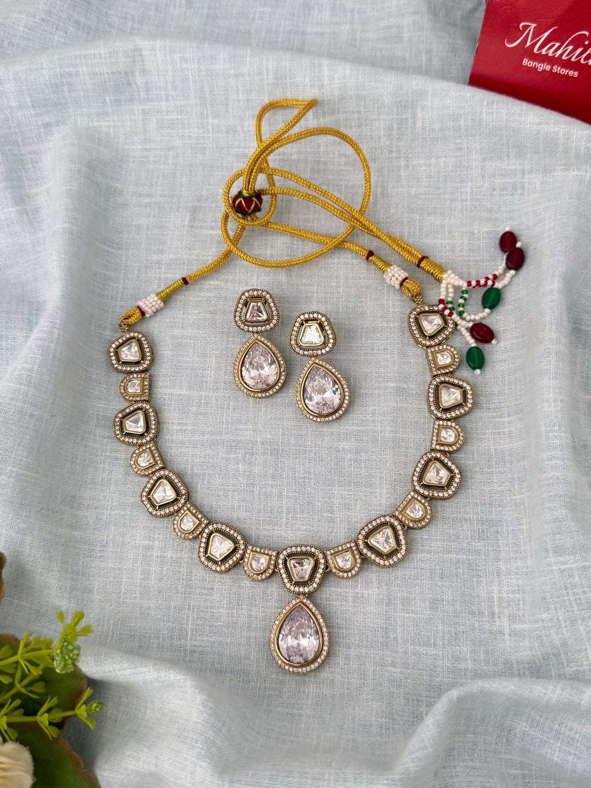 Kundan Designer Necklace Premium Short Set | N0914 - Mahilas