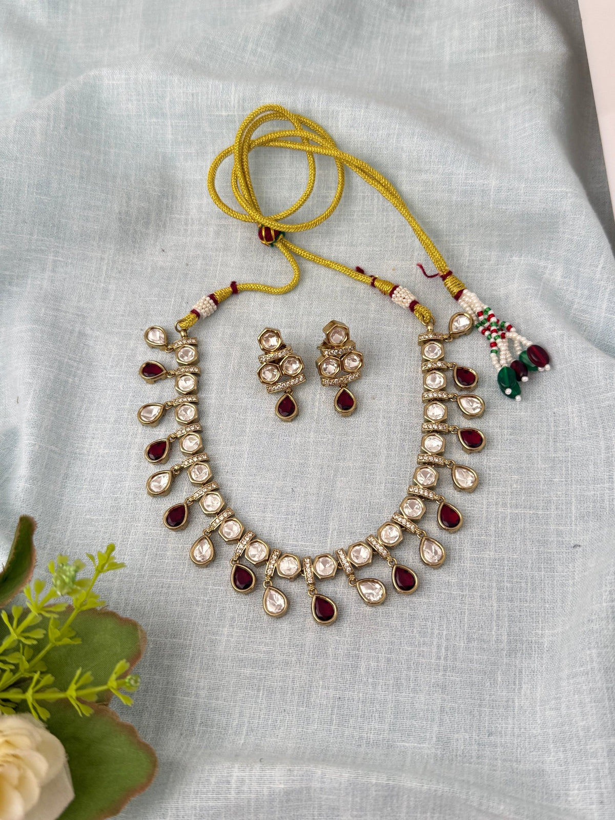 Kundan Designer Necklace Premium Short Set | N0924 - Mahilas