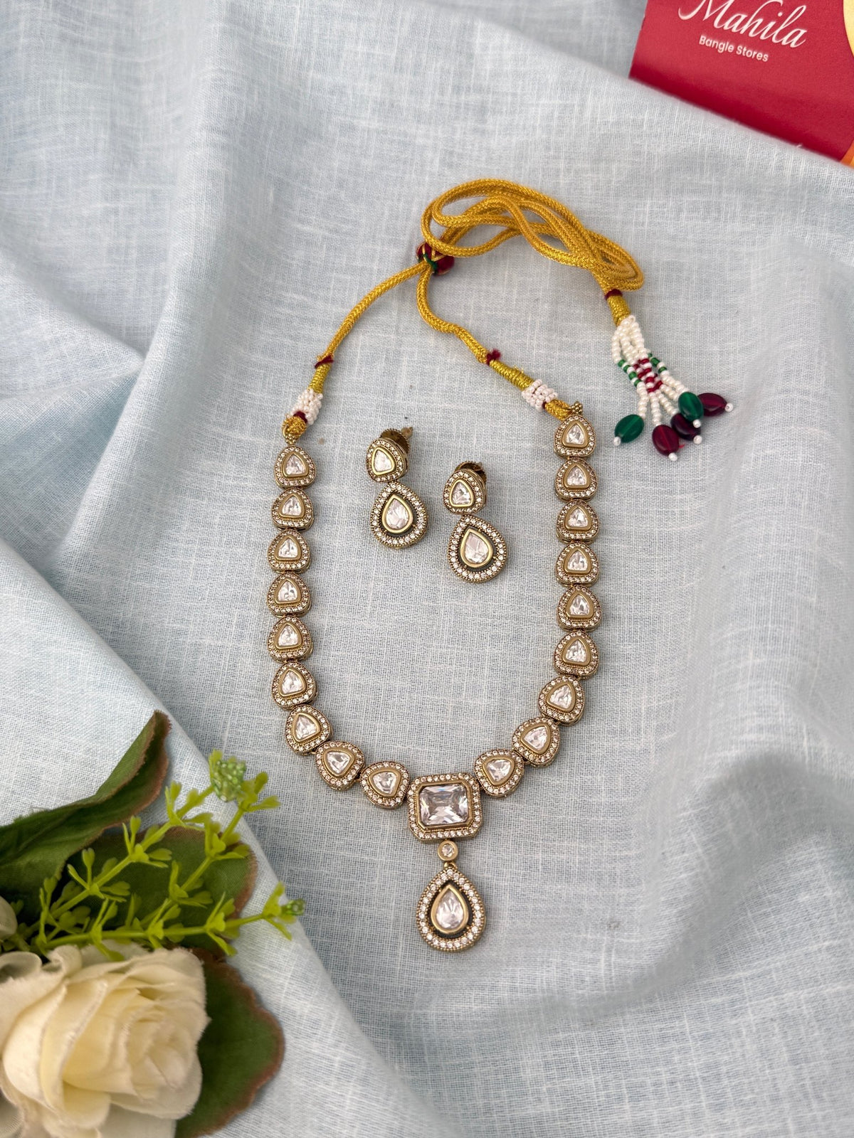 Kundan Designer Necklace Premium Short Set | N0963 - Mahilas