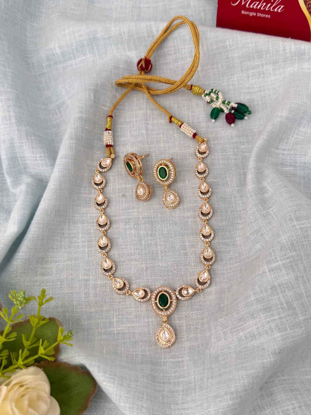 Kundan Designer Necklace Premium Short Set | N1048 - Mahilas