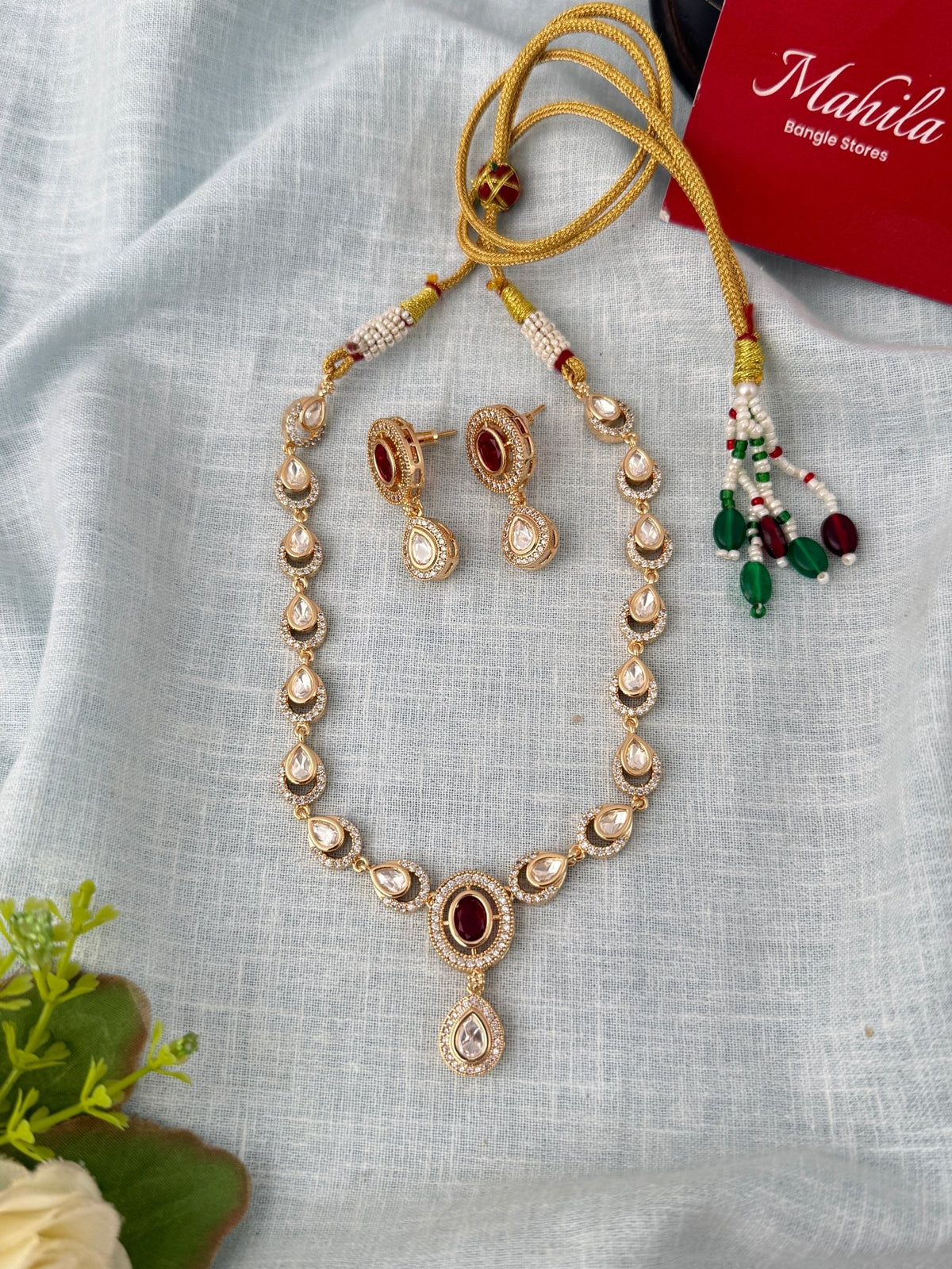 Kundan Designer Necklace Premium Short Set | N1049 - Mahilas