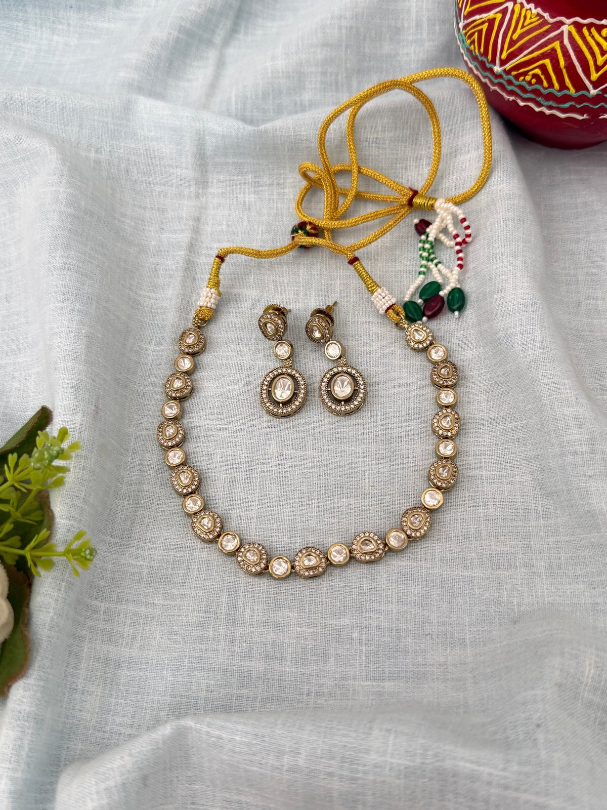 Kundan Designer Necklace Premium Short Set | N1263 - Mahilas